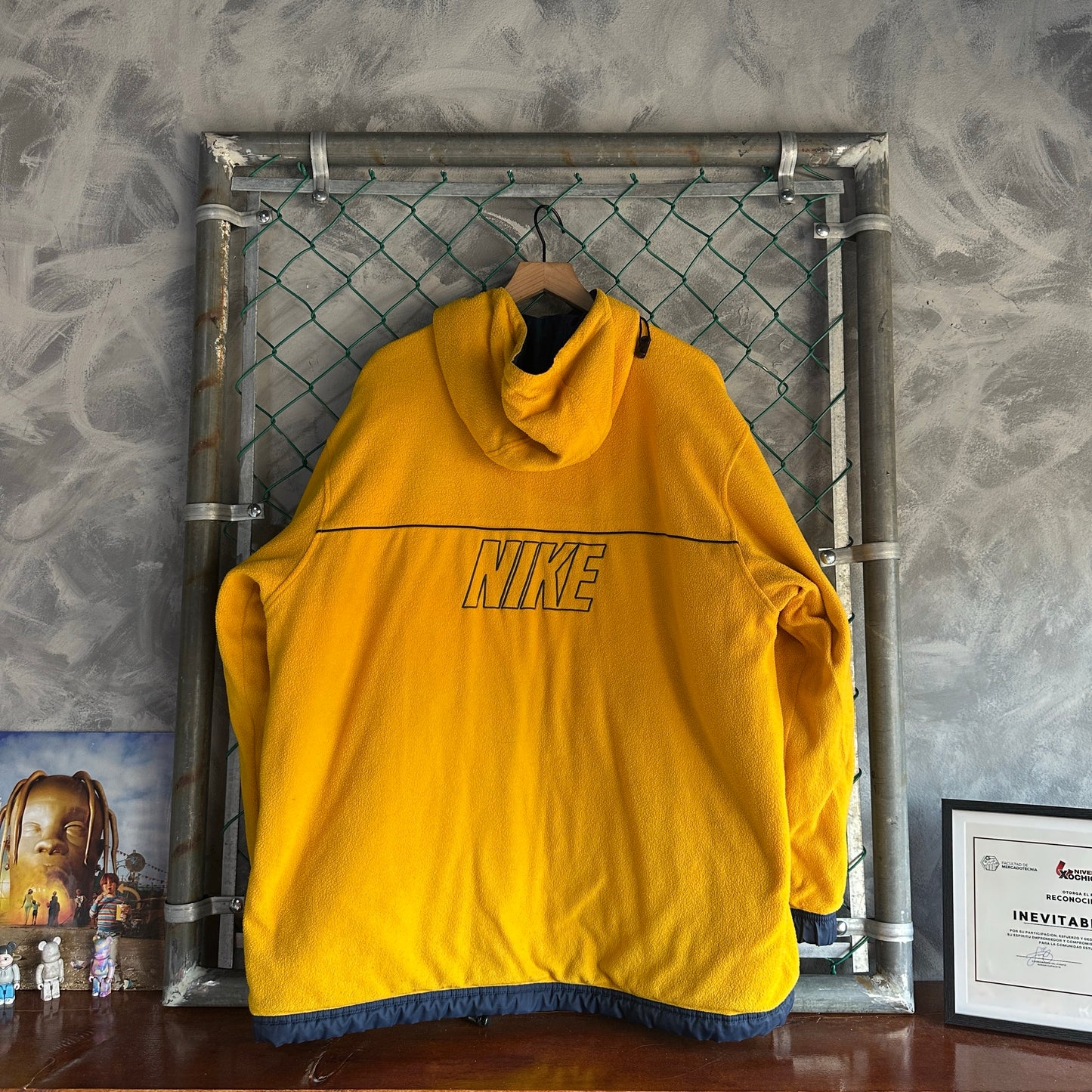 Chamarra Doble vista Vintage Nike De Hombre Talla L Color Azul Amarillo Polar 2000s