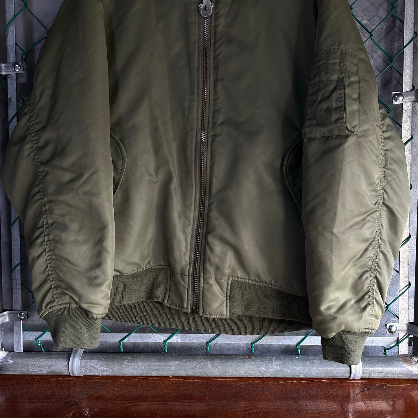 Chamarra Vintage Bomber De Hombre Talla S Queda a L Color Verde Naranaja Doble Vista Aviador