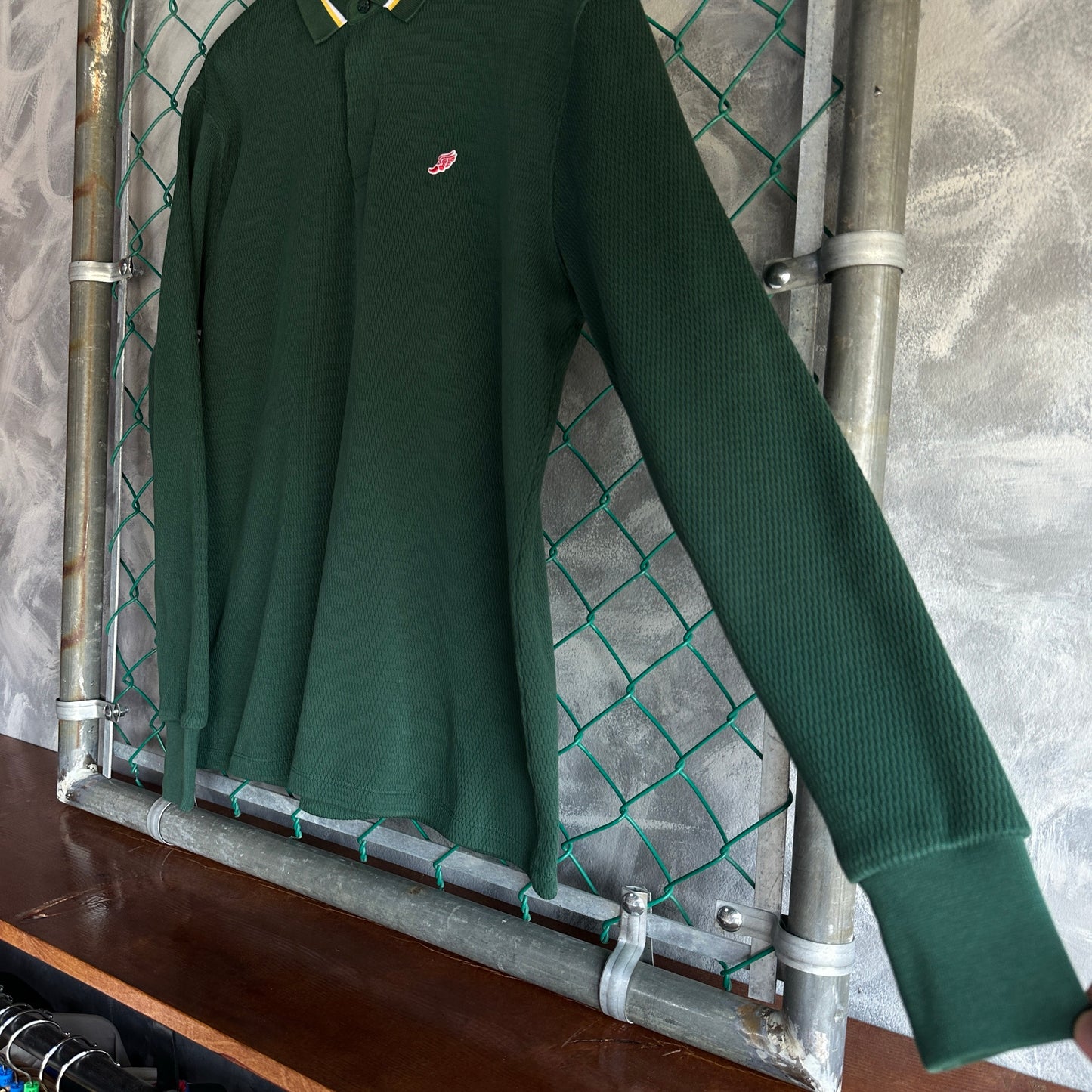 Camisa Polo Noah NYC De Hombre Talla L Color Verde Pique Con Textura Prepy