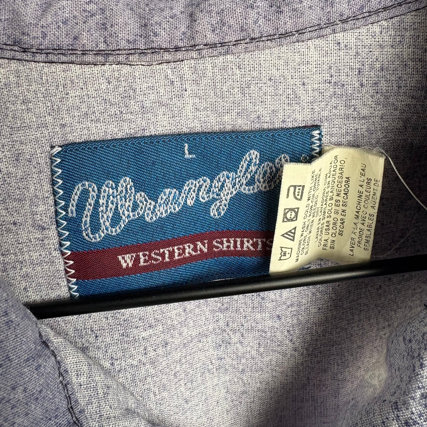 Camisa De Botones Wrangler Para Hombre Talla L Color Negro con Azul Western Shirts