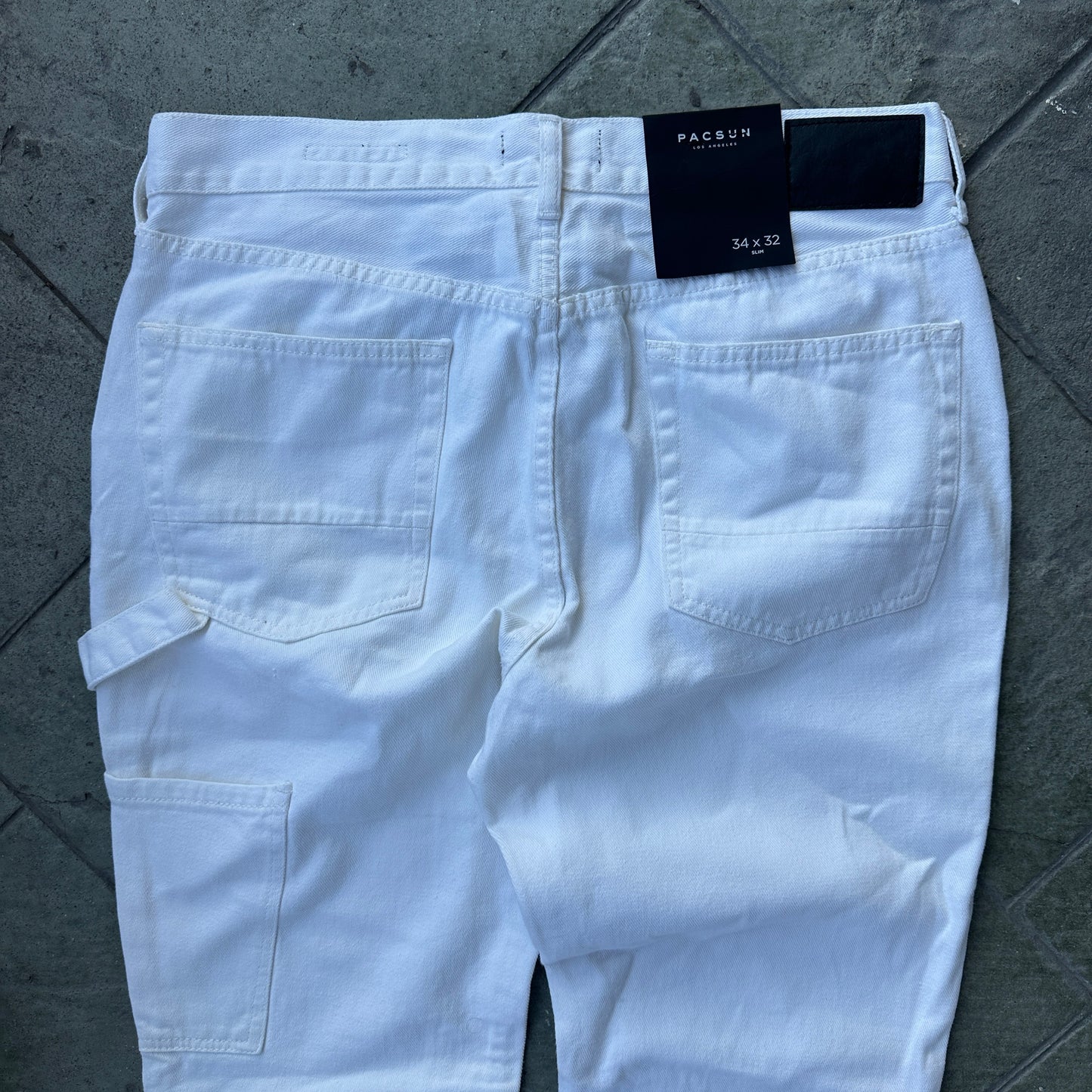 Pantalon Pacsun De Hombre Talla 34x32 Color Blanco Doble Rodilla de Mezclilla Nuevo Con Etiquetas