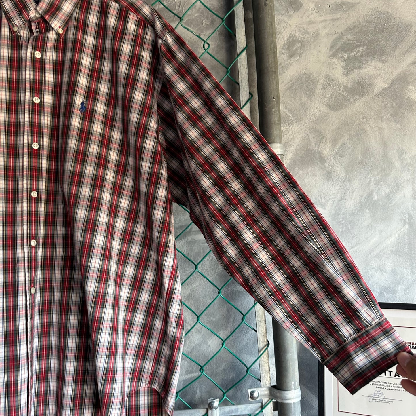 Camisa De Botones Polo Ralph Lauren De Hombre Talla XL Color Rojo Blanco De Cuadros De Vestir