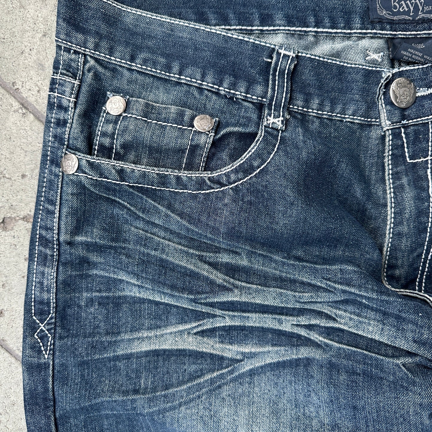 Pantalones Bayy De Hombre Talla 38x30 Color Azul Y2K Desvanecido