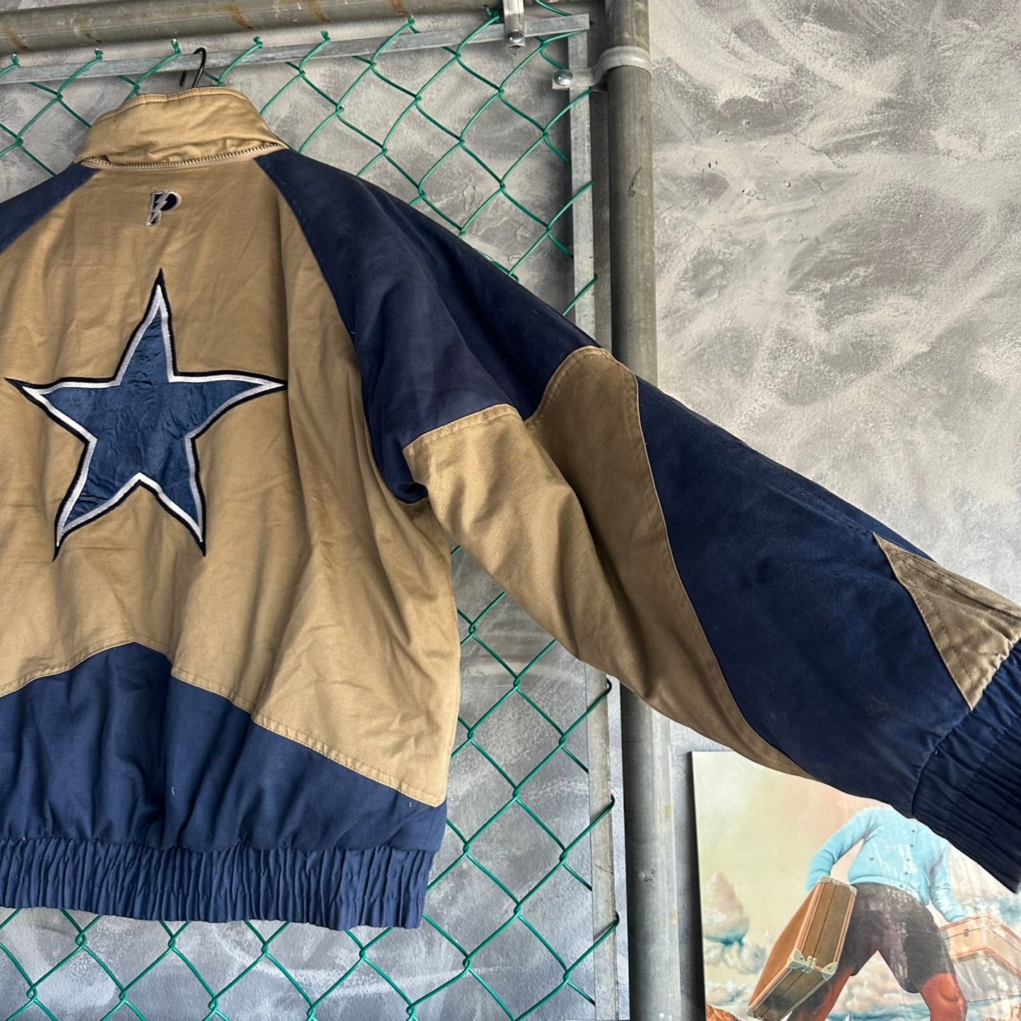 Chamarra Vintage De Dallas Cowboys Pro Player De Hombre Talla L Color Azul y Cafe Big Logo 90s