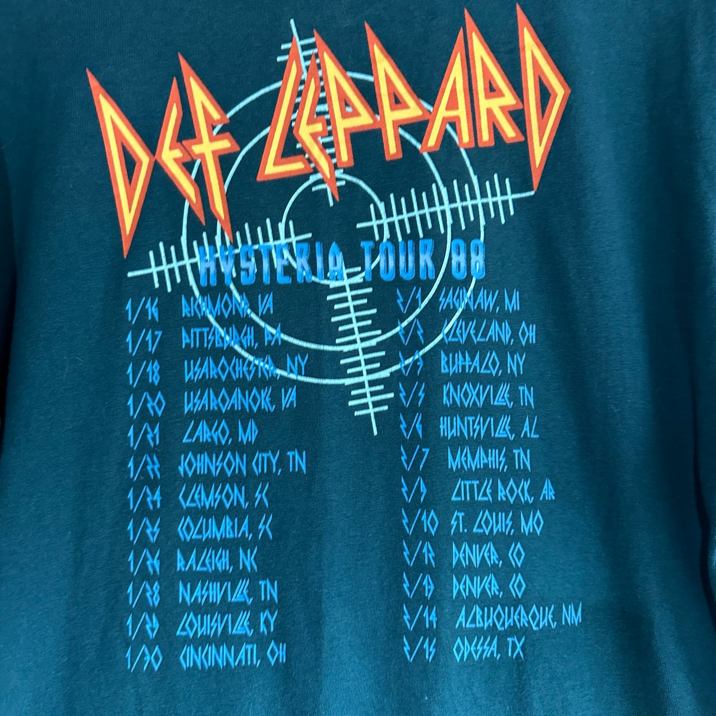 Camisa Def Leppard De Hombre Talla XL Color Verde Rock Britanico 80s