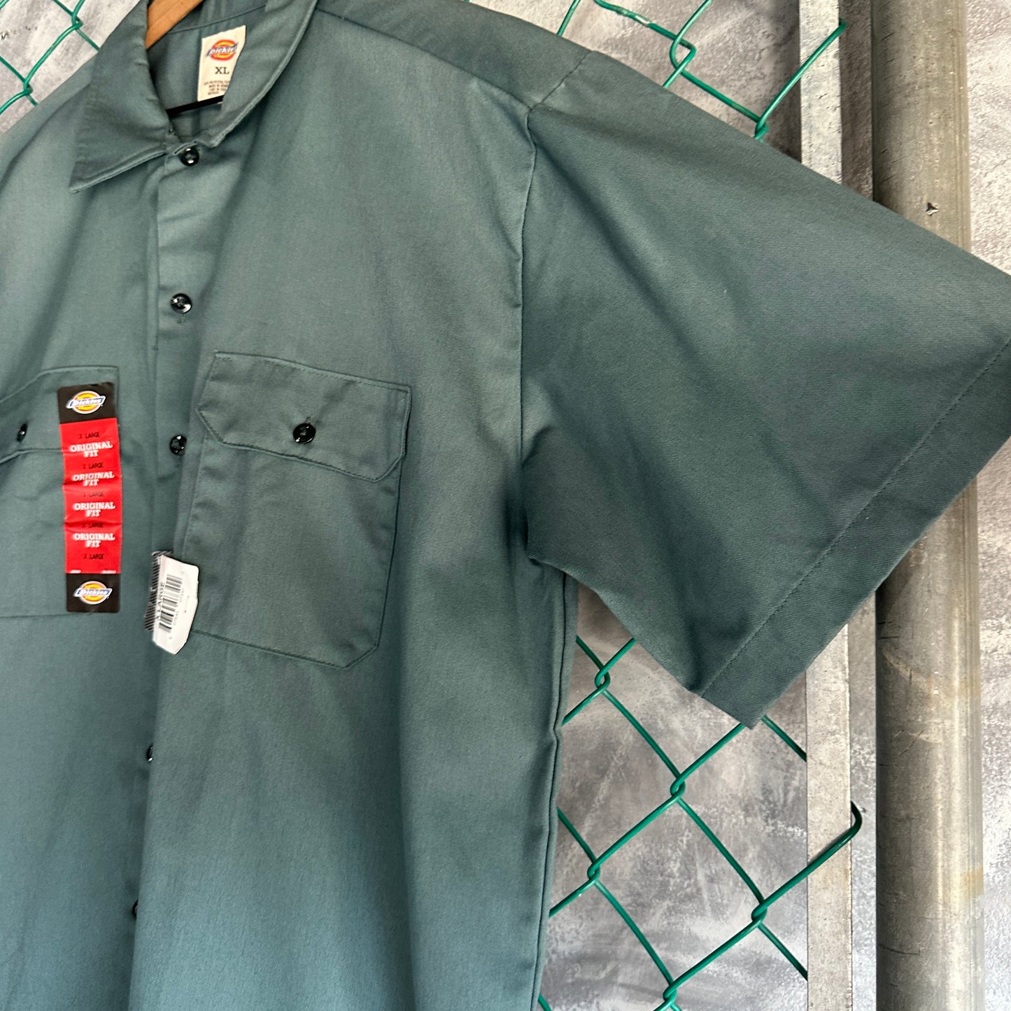 Camisa De Botones Dickies De Hombre Talla XL Color Verde Nueva Manga Corta Mecanico Workwear Lisa