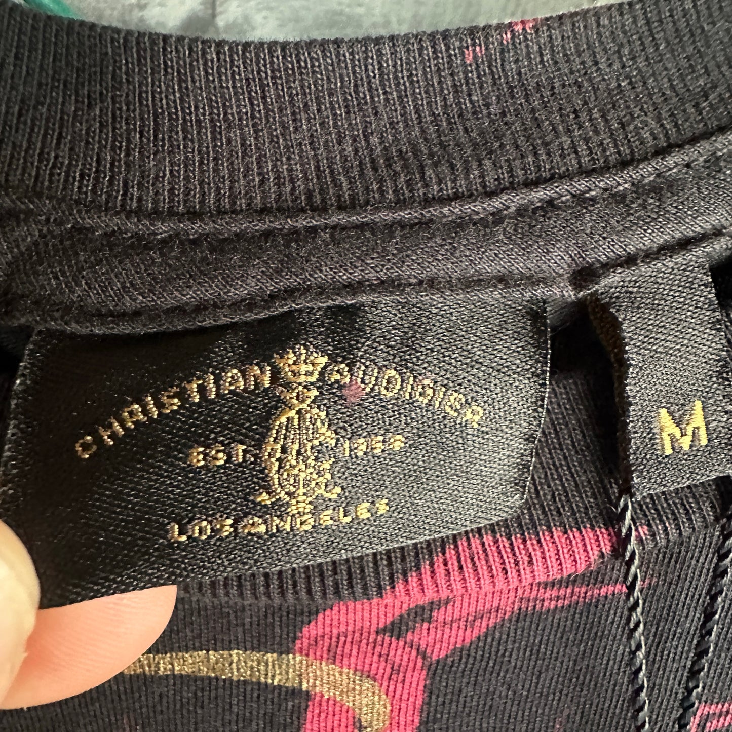 Camisa Y2K Christian Audigier De Hombre Talla M Color Negro Con Brillos Ed Hardy Nueva AOP