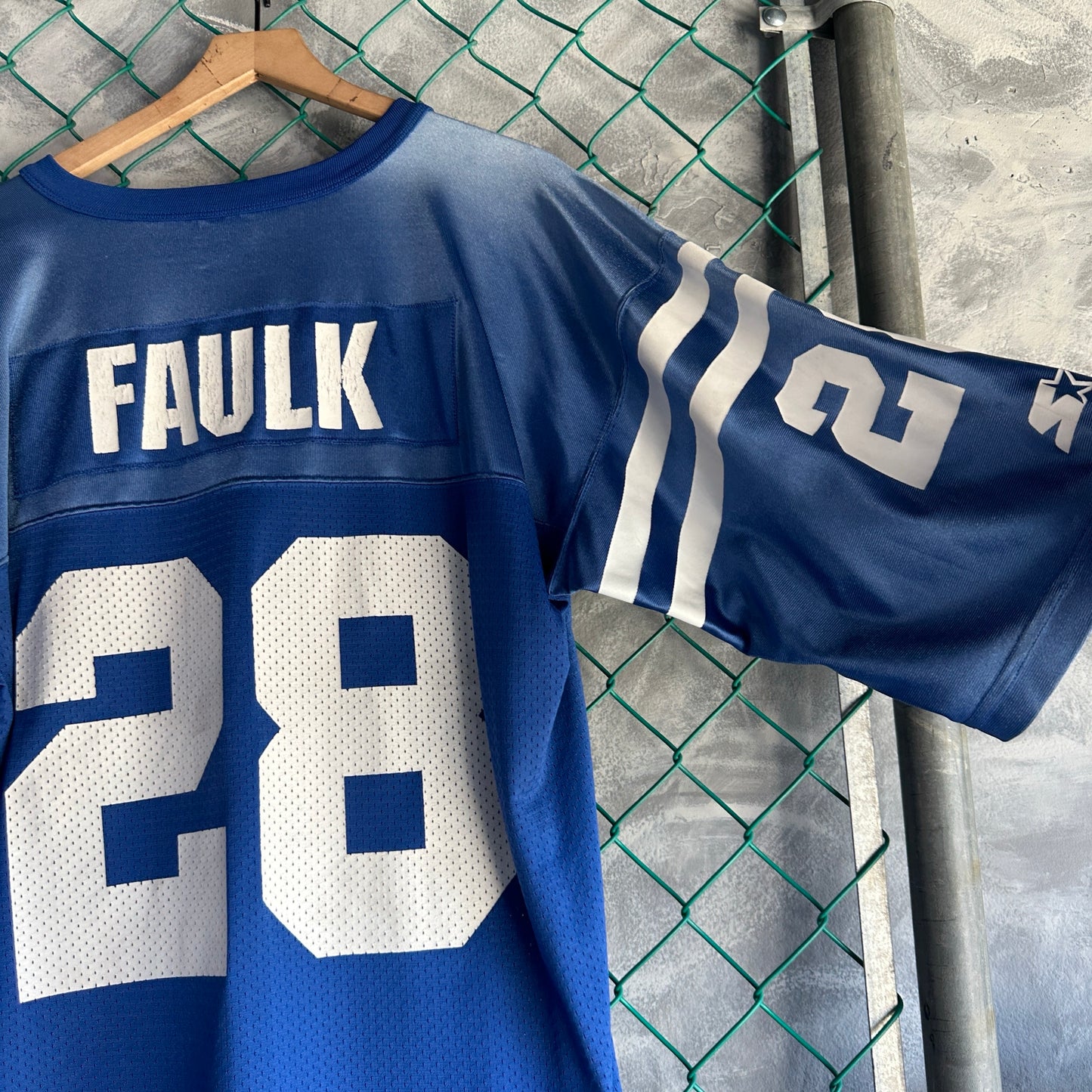 Jersey Vintage de Indianápolis Colts Marshall Faulk 28 Starter De Hombre Talla XL Color Azul NFL