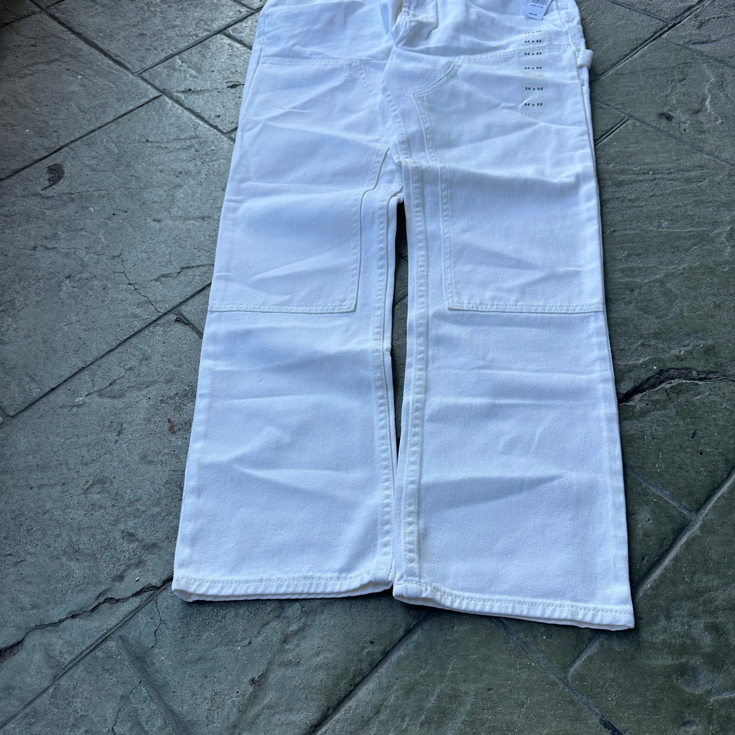 Pantalon Pacsun De Hombre Talla 34x32 Color Blanco Doble Rodilla de Mezclilla Nuevo Con Etiquetas