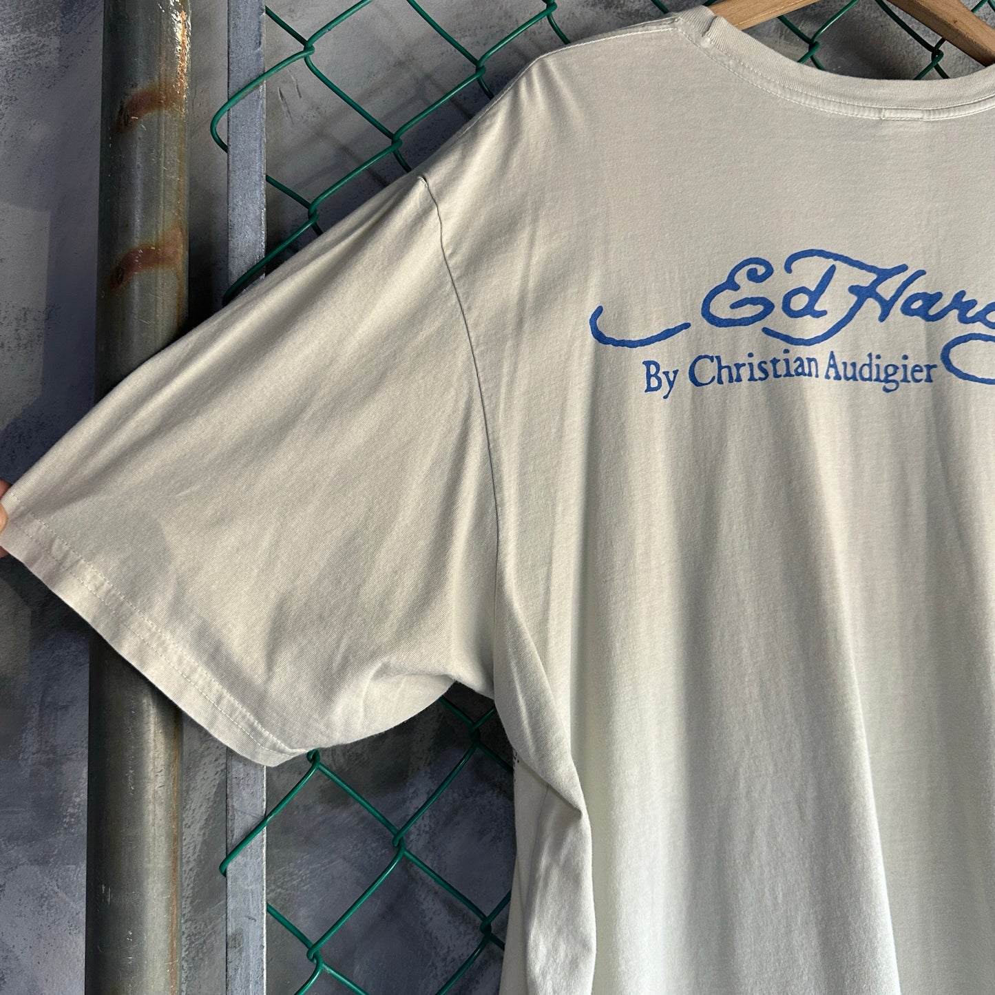 Camisa Ed Hardy De Hombre Talla 3Xl Color Beige Estilo Y2K Tatuaje Calaca Casino