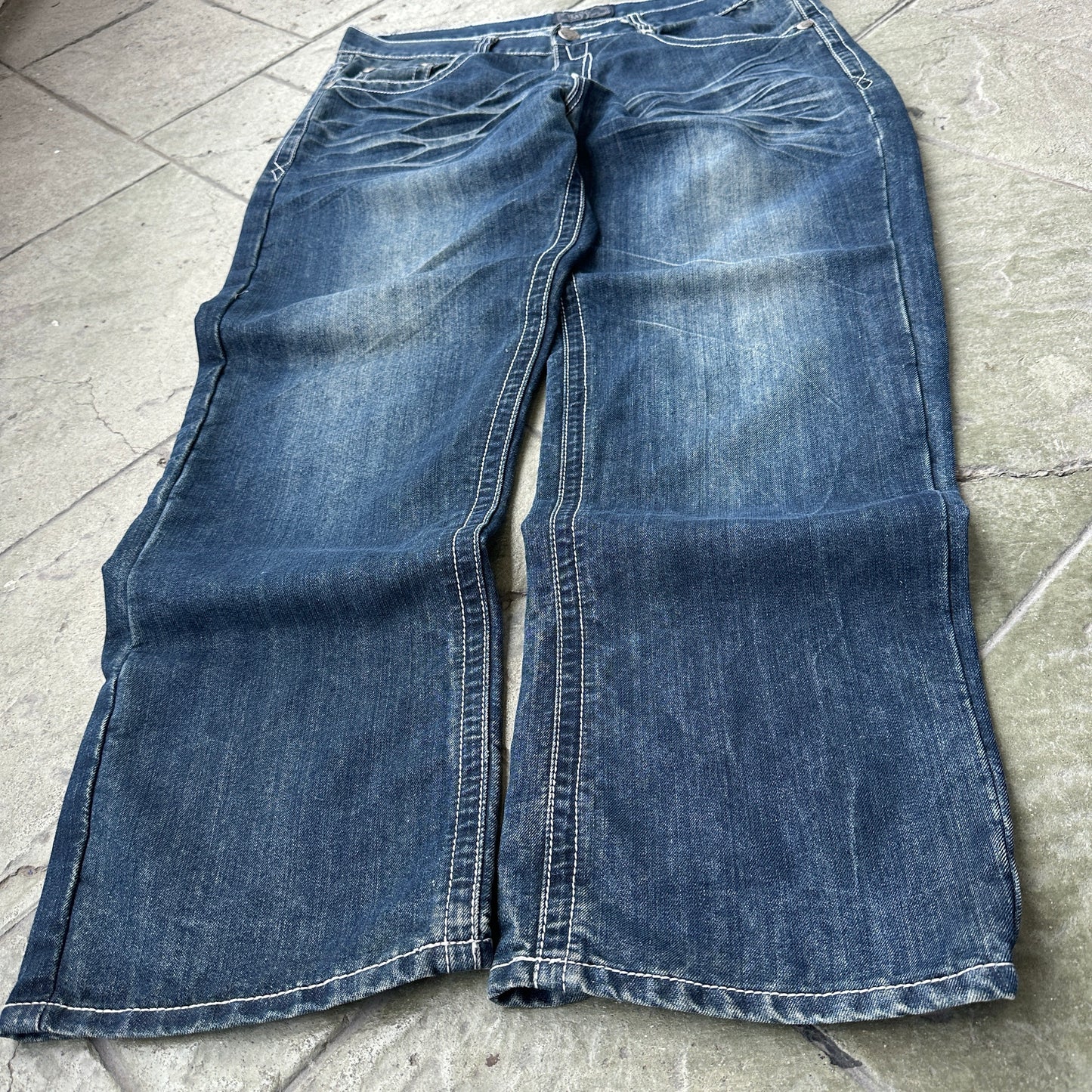 Pantalones Bayy De Hombre Talla 38x30 Color Azul Y2K Desvanecido