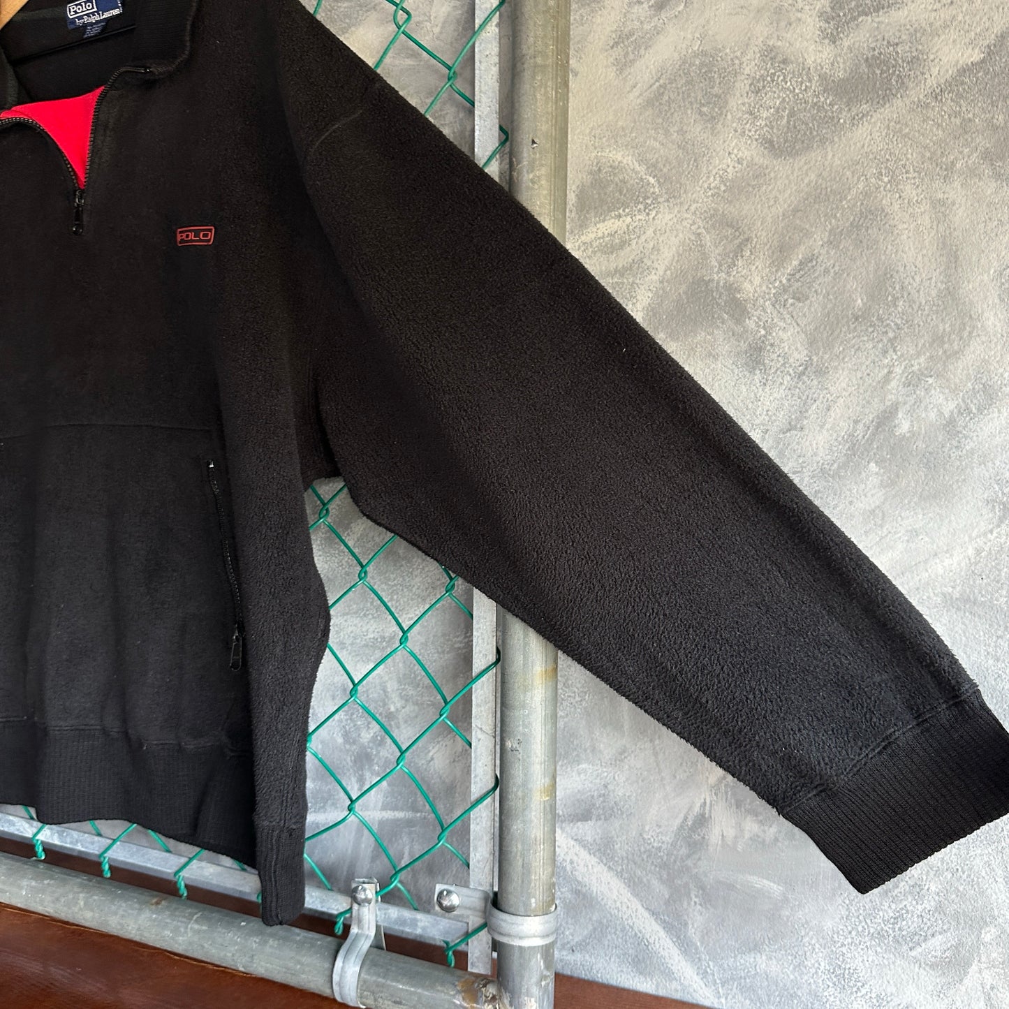 Sueter Vintage Polo Ralph Lauren De Hombre Talla L Color Negro Polar Sin Gorro Con Cuello Polo