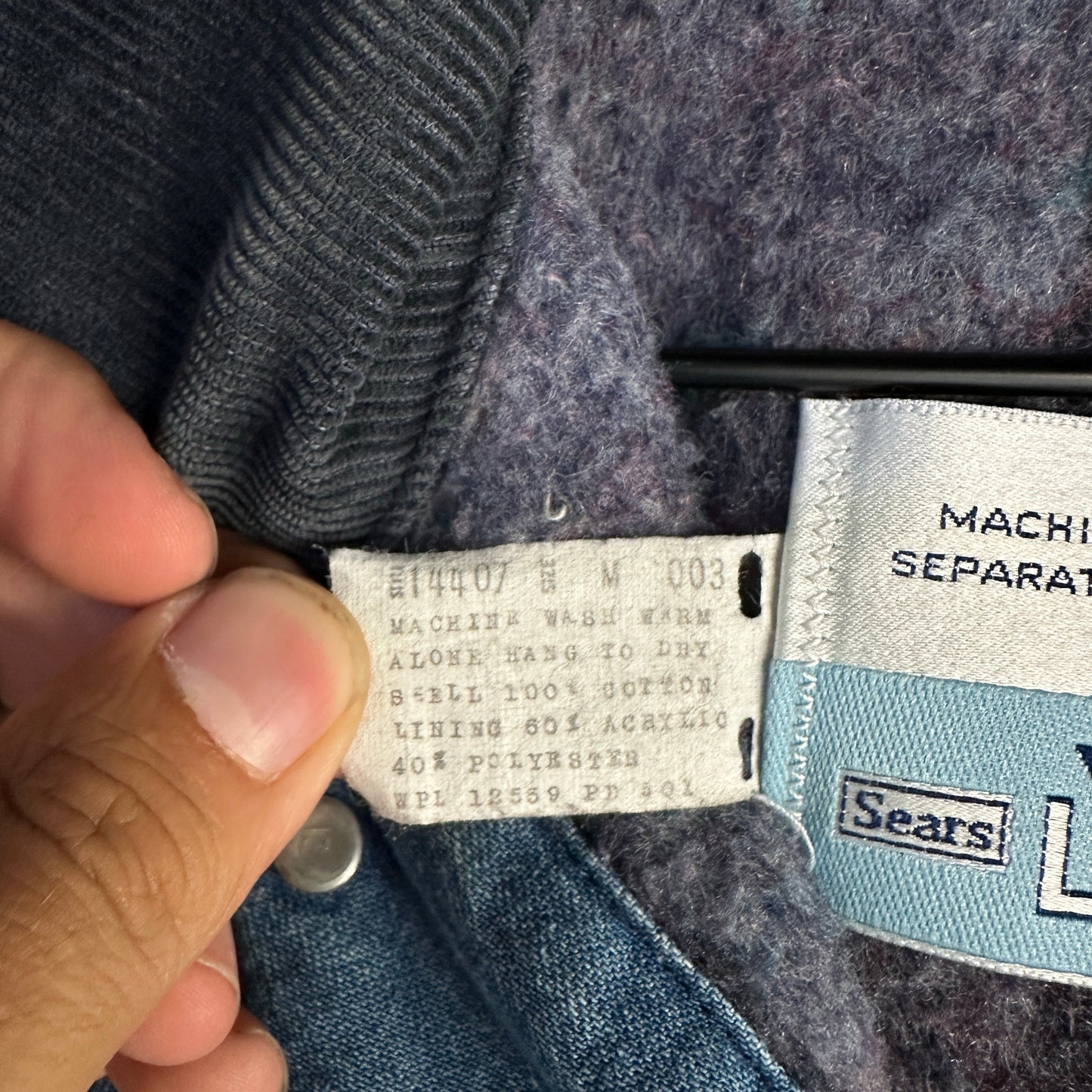 Chamarra Vintage Sears De Hombre Talla M de Color Azul Workwear Tipo Artic 70s Mezclilla