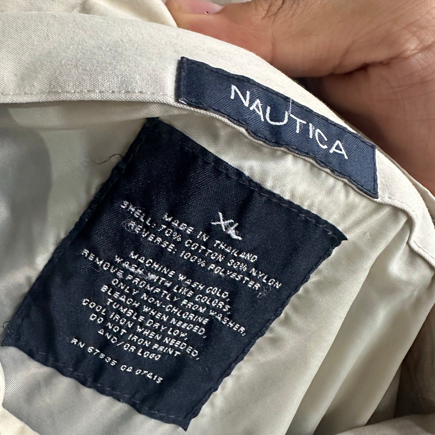 Chamarra Nautica De Hombre Talla XL Color Verde Y Beige Doble Vista Vintage Fleece Rompevientos