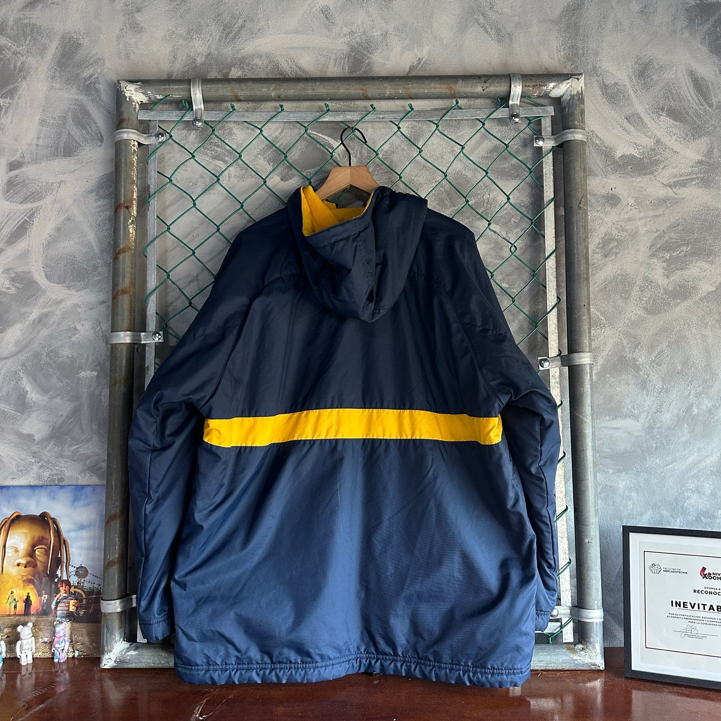 Chamarra Doble vista Vintage Nike De Hombre Talla L Color Azul Amarillo Polar 2000s
