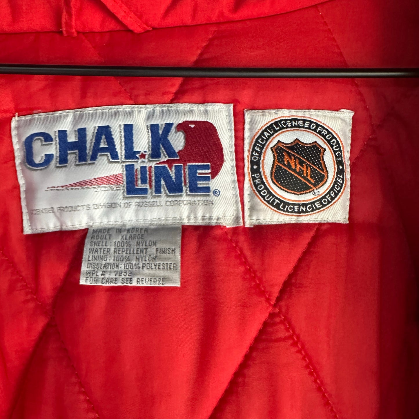 Chamarra Vintage De Hockey NY Rangers Chalk Line De Hombre Talla Xl Color Azul Rojo Con Ziper 80s