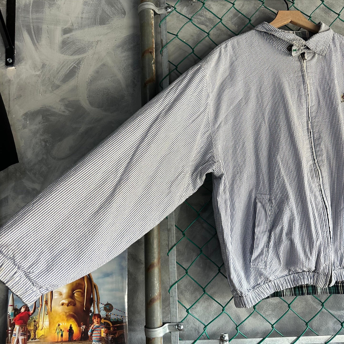Chamarra Vintage Tommy Hilfiger De Hombre Talla XL Reversible Cuadros y Rayas Color Verde Blanco