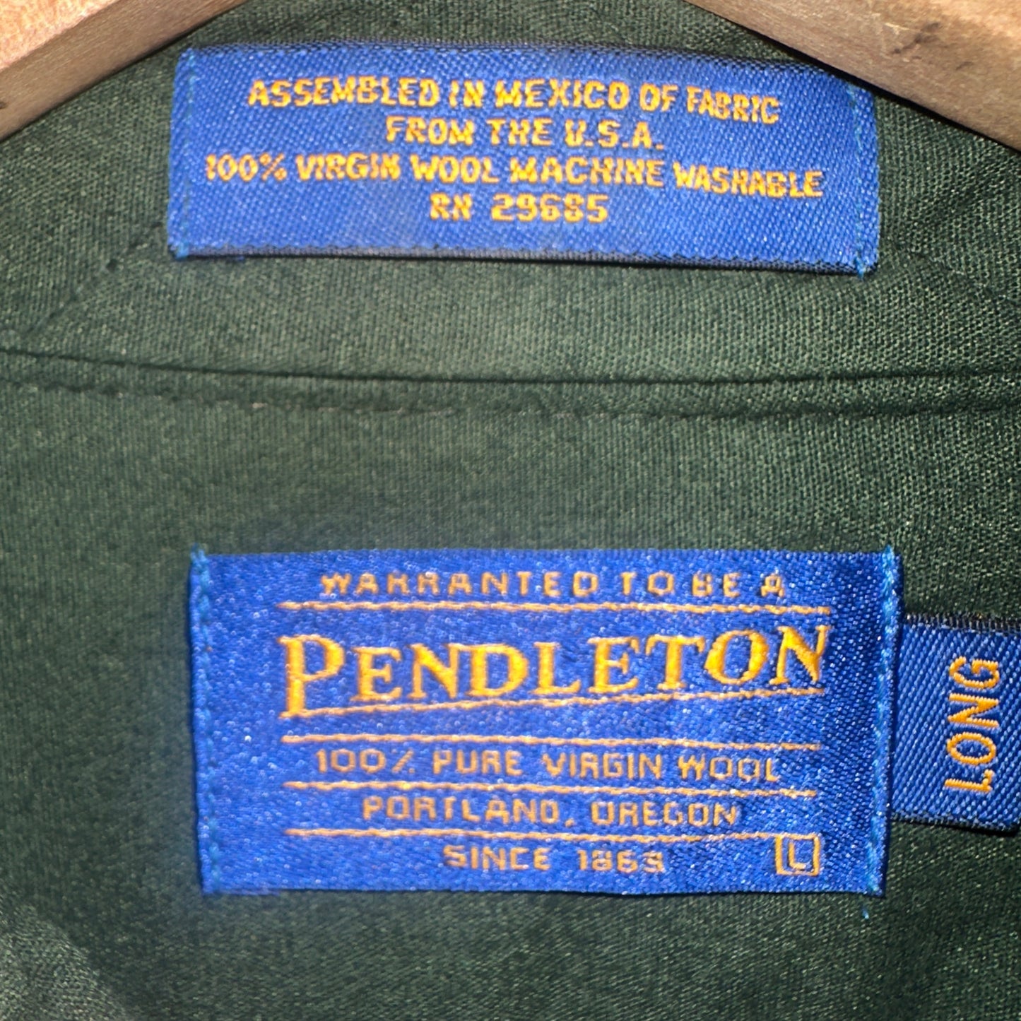 Franela Pendleton De Hombre Talla L Tall Color Cafe Verde Camisa De Botones de Lana OutDoor
