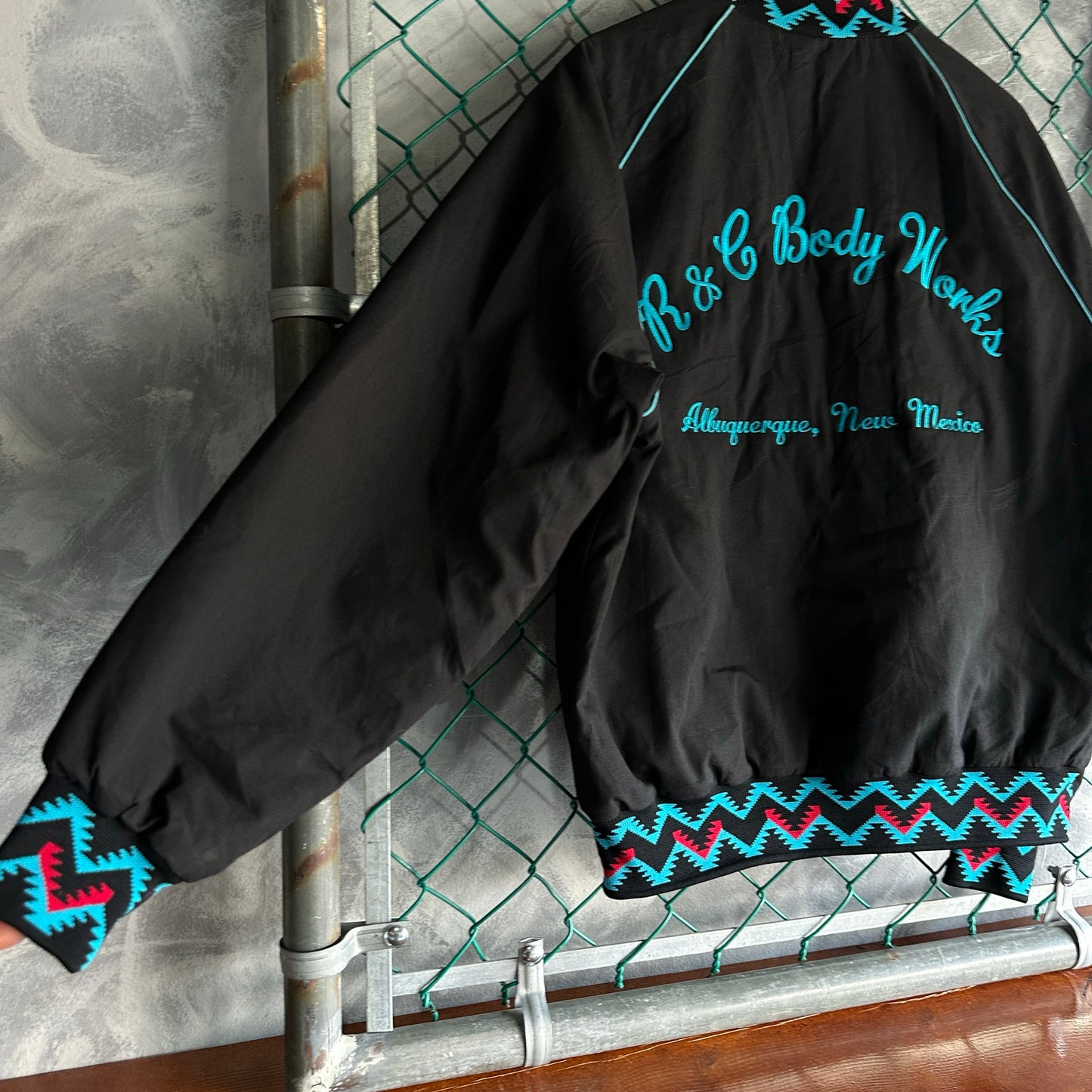 Chamarra Vintage West Ark De Hombre Talla L Color Negra Patron Azteca Estilo Vaquera Baile