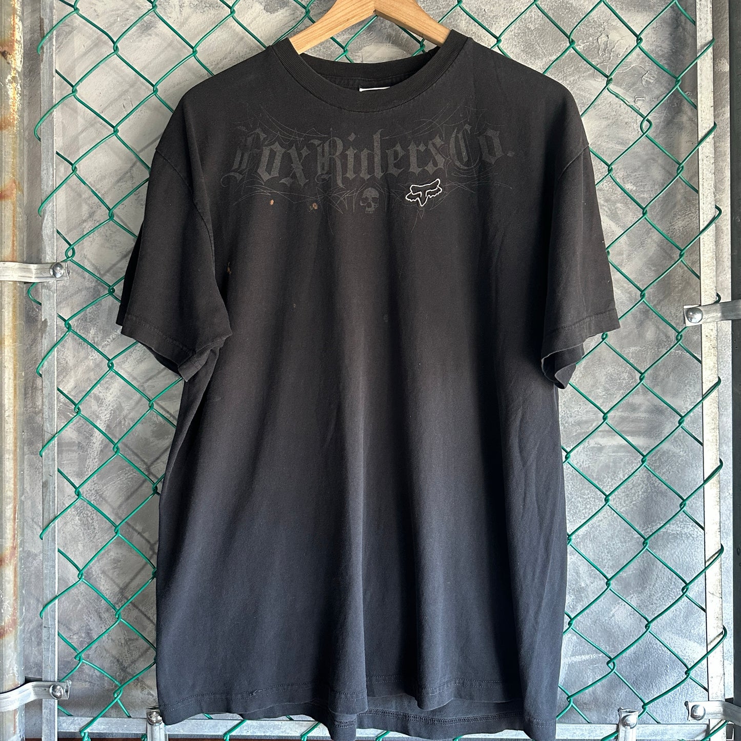 Camisa Fox De Hombre Talla XL Color Negro Desvanecido Y2K Biker Manga Corta