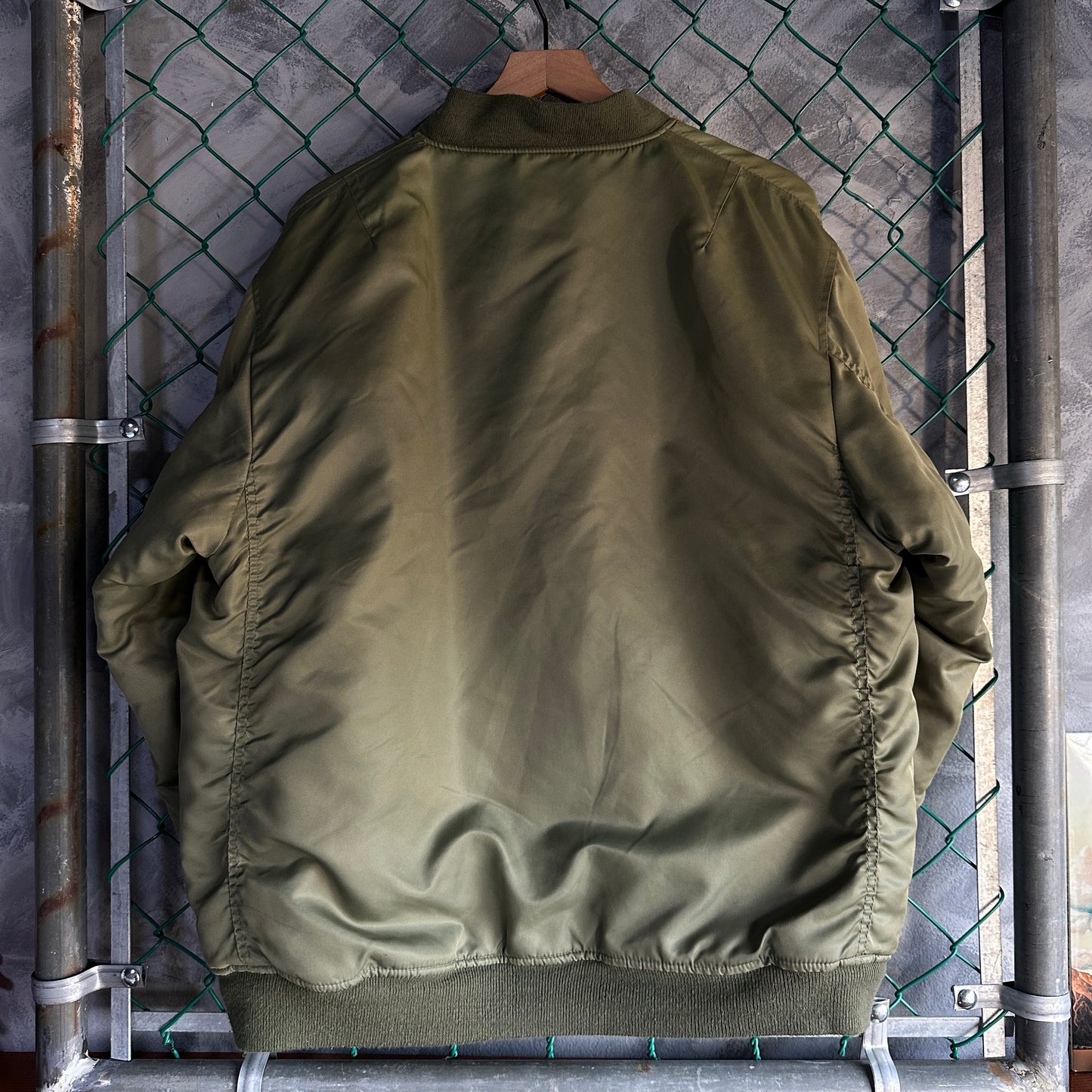 Chamarra Vintage Bomber De Hombre Talla S Queda a L Color Verde Naranaja Doble Vista Aviador