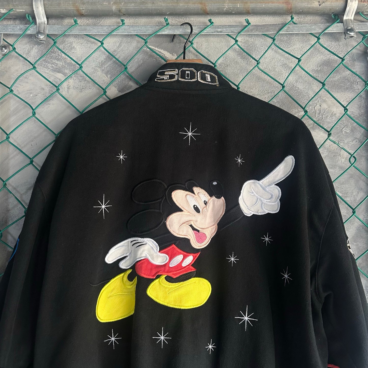Chamarra Vintage de la Nascar Jeff Hamilton De Hombre Talla L Color Negro DisneyLand Mickey Mouse