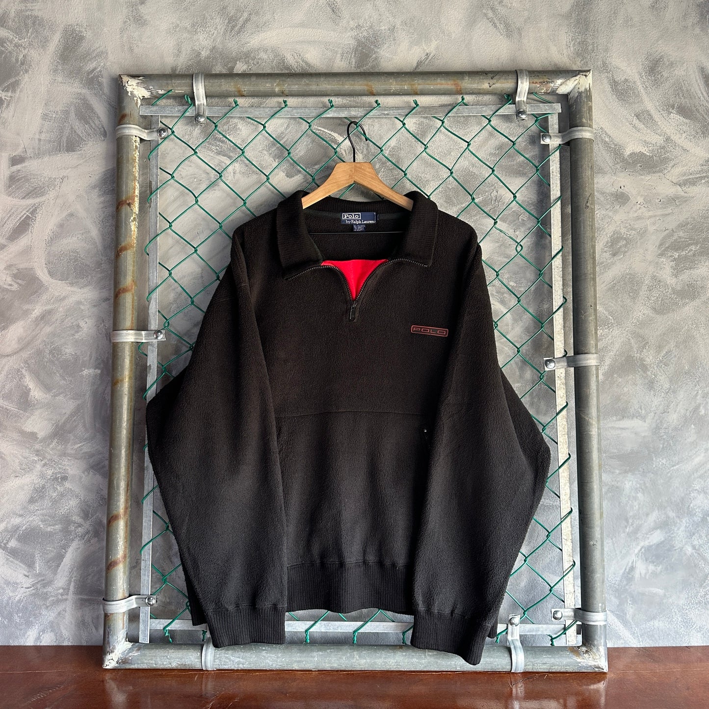 Sueter Vintage Polo Ralph Lauren De Hombre Talla L Color Negro Polar Sin Gorro Con Cuello Polo