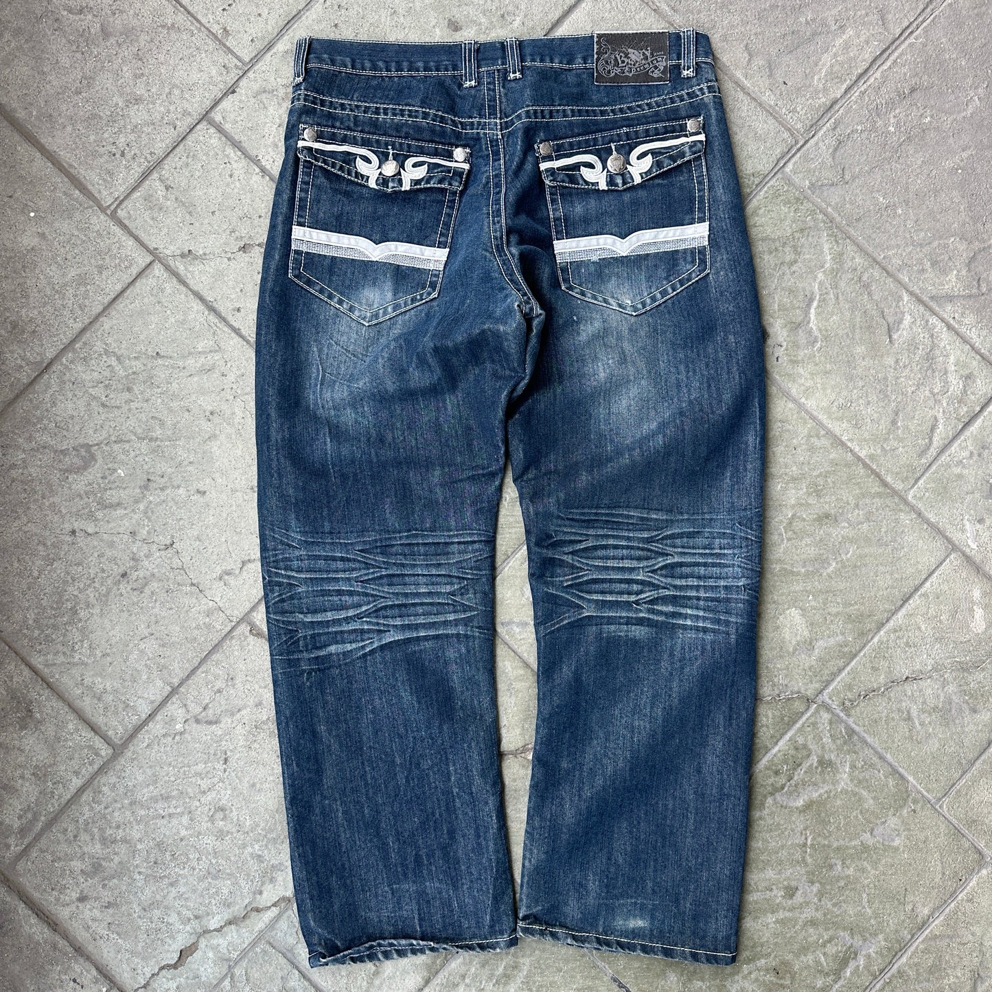 Pantalones Bayy De Hombre Talla 38x30 Color Azul Y2K Desvanecido