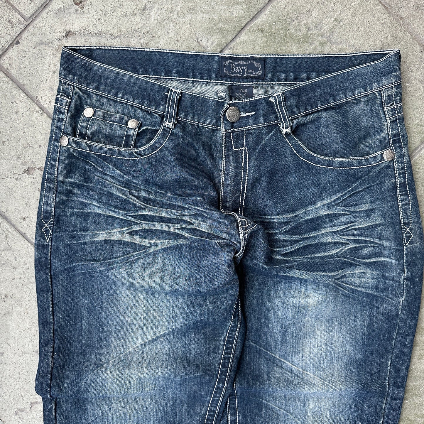 Pantalones Bayy De Hombre Talla 38x30 Color Azul Y2K Desvanecido
