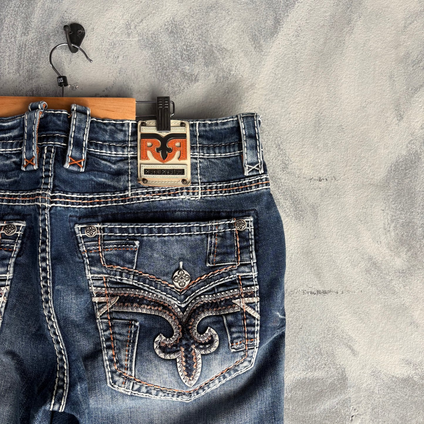 Pantalón Rock Revival Para Hombre Talla 38x30 Color Azul de Mezclilla Diseño Bordado