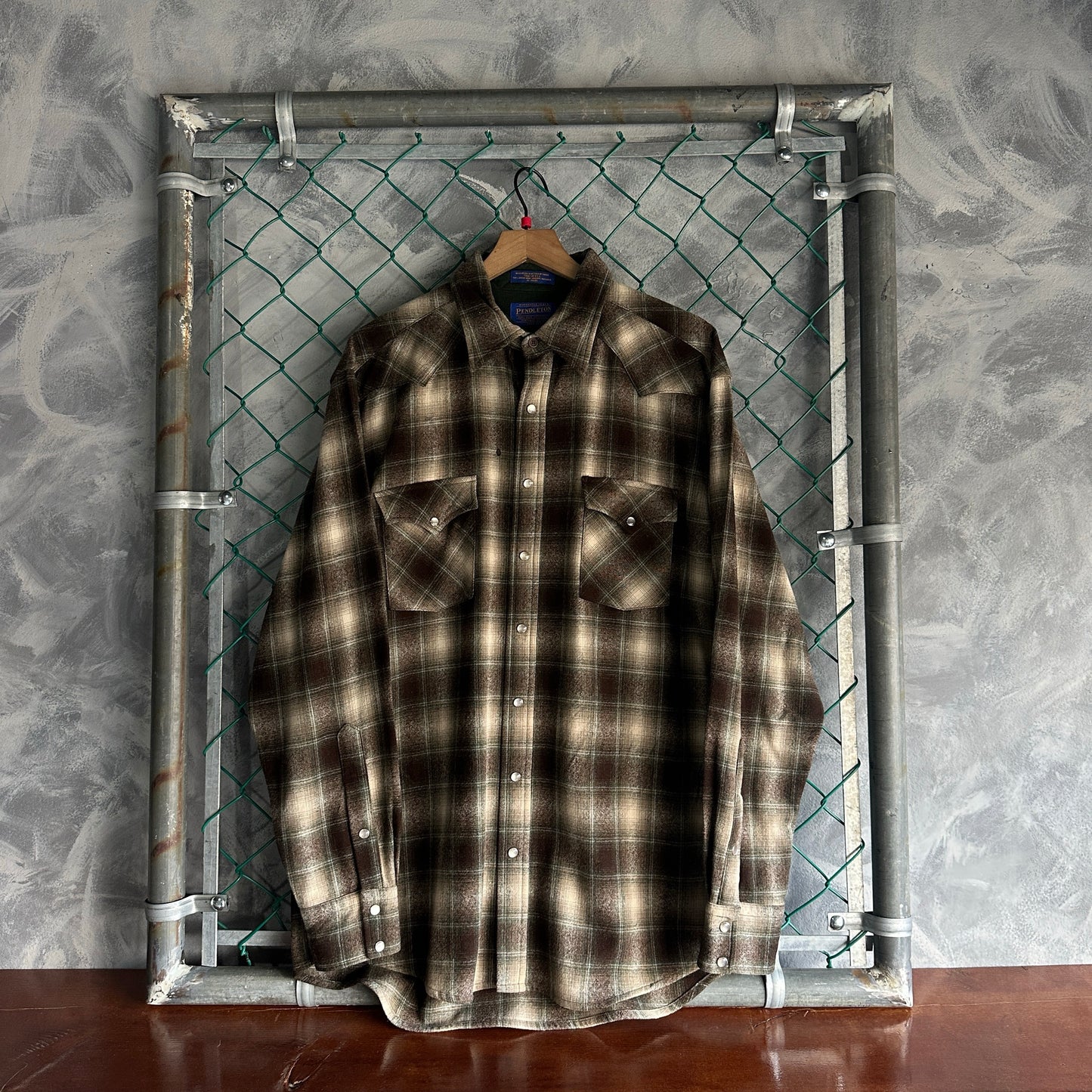 Franela Pendleton De Hombre Talla L Tall Color Cafe Verde Camisa De Botones de Lana OutDoor