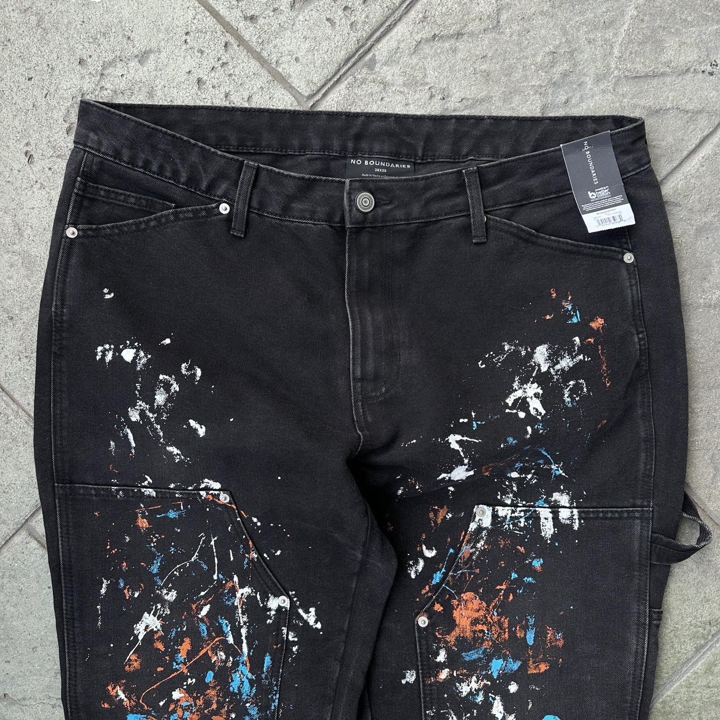 Pantalon No Boundaries De Hombre Talla 38x30 Color Negro Estilo Doble Rodilla Nuevo Con Etiquetas