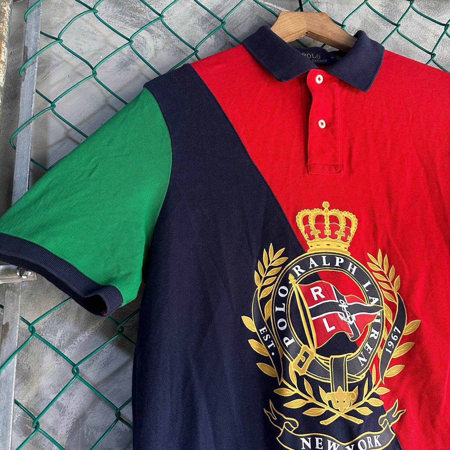 Camisa Polo Ralph Lauren De Hombre Talla M Color Rojo Azul Marino Lo Life Color Block
