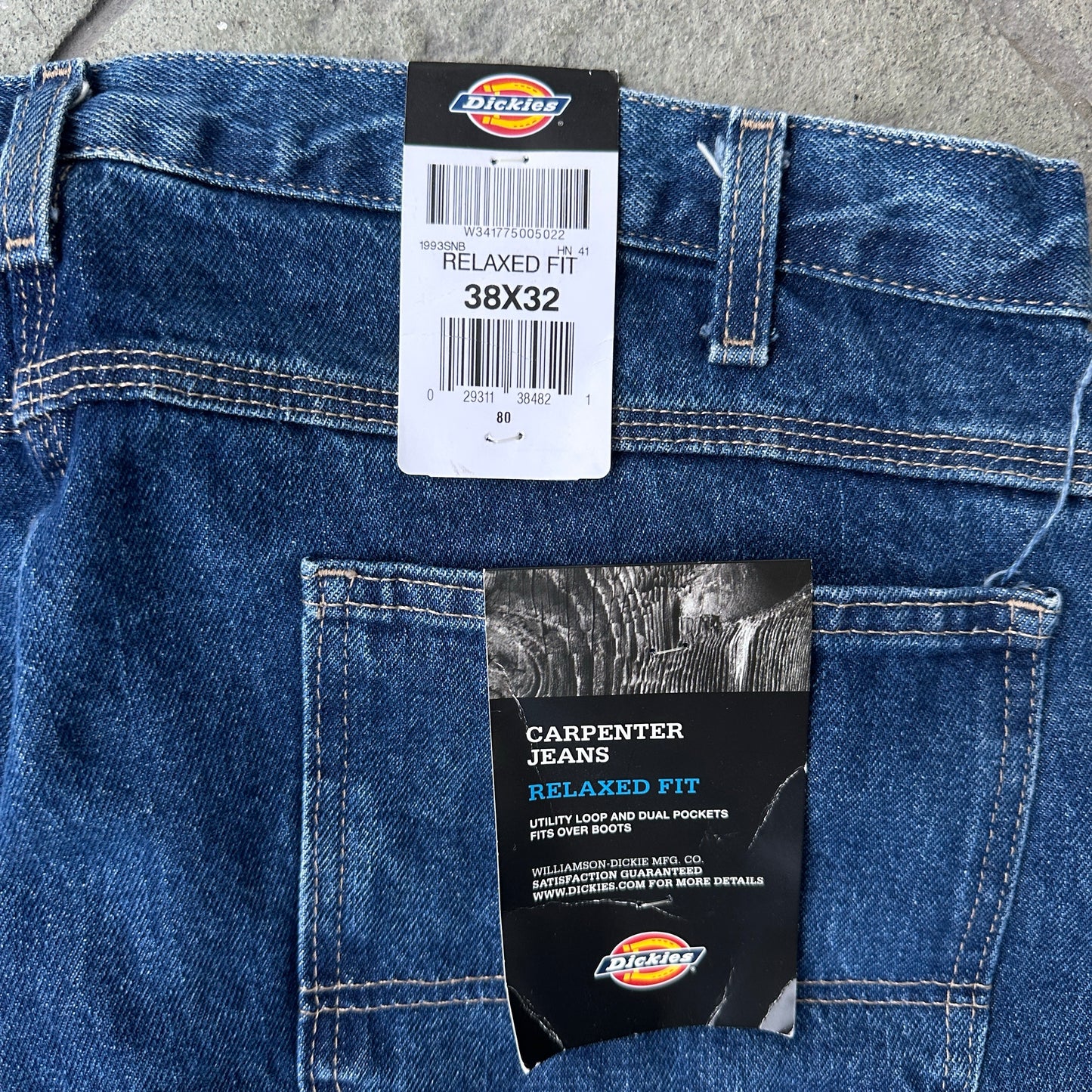 Pantalon Dickies De Hombre Talla 38x32 Color Azul Corte Relajado Estilo Carpintero Nuevo