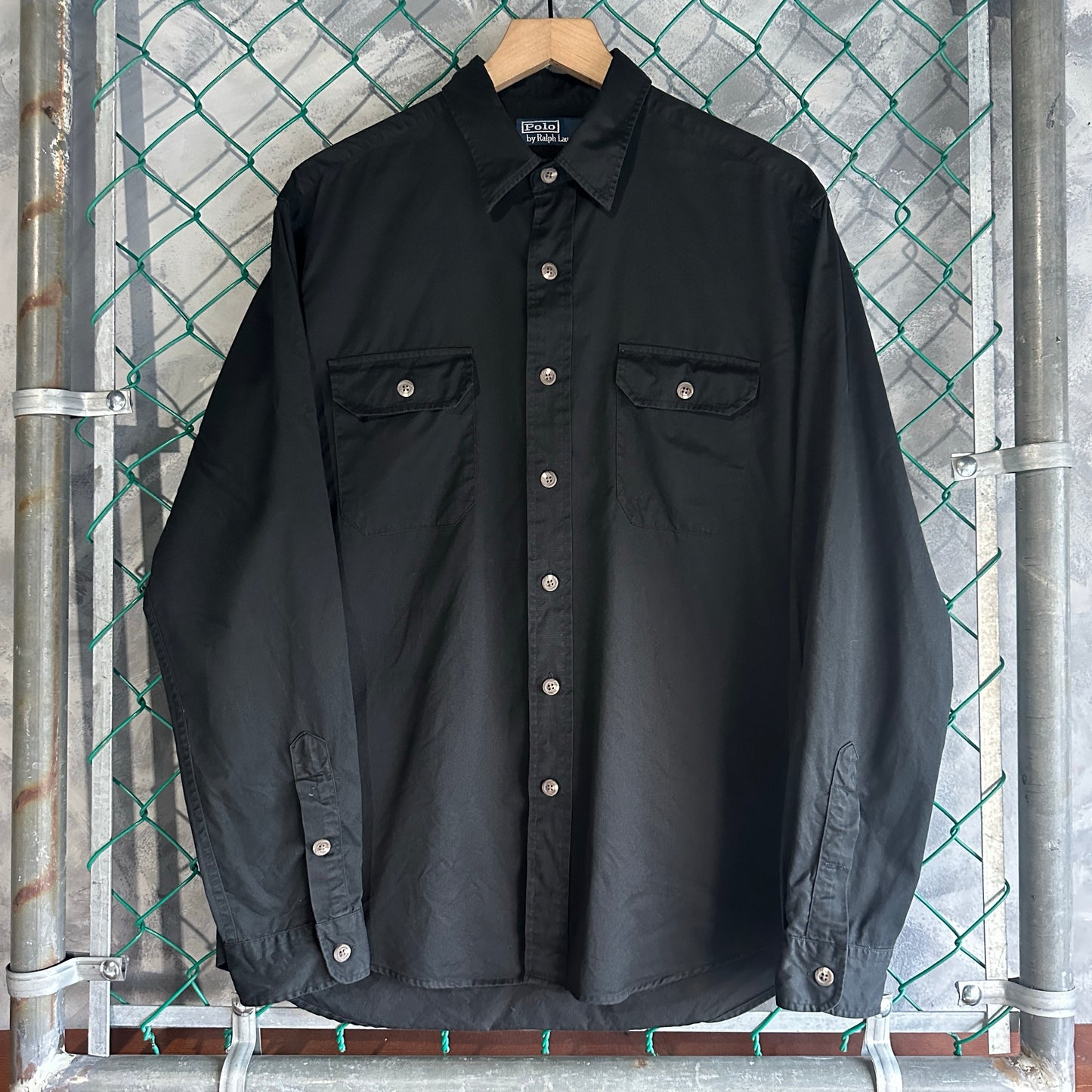 Camisa de Botones Polo Ralph Lauren De Hombre Talla L Color Negro Con Doble Bolsillo Prepy