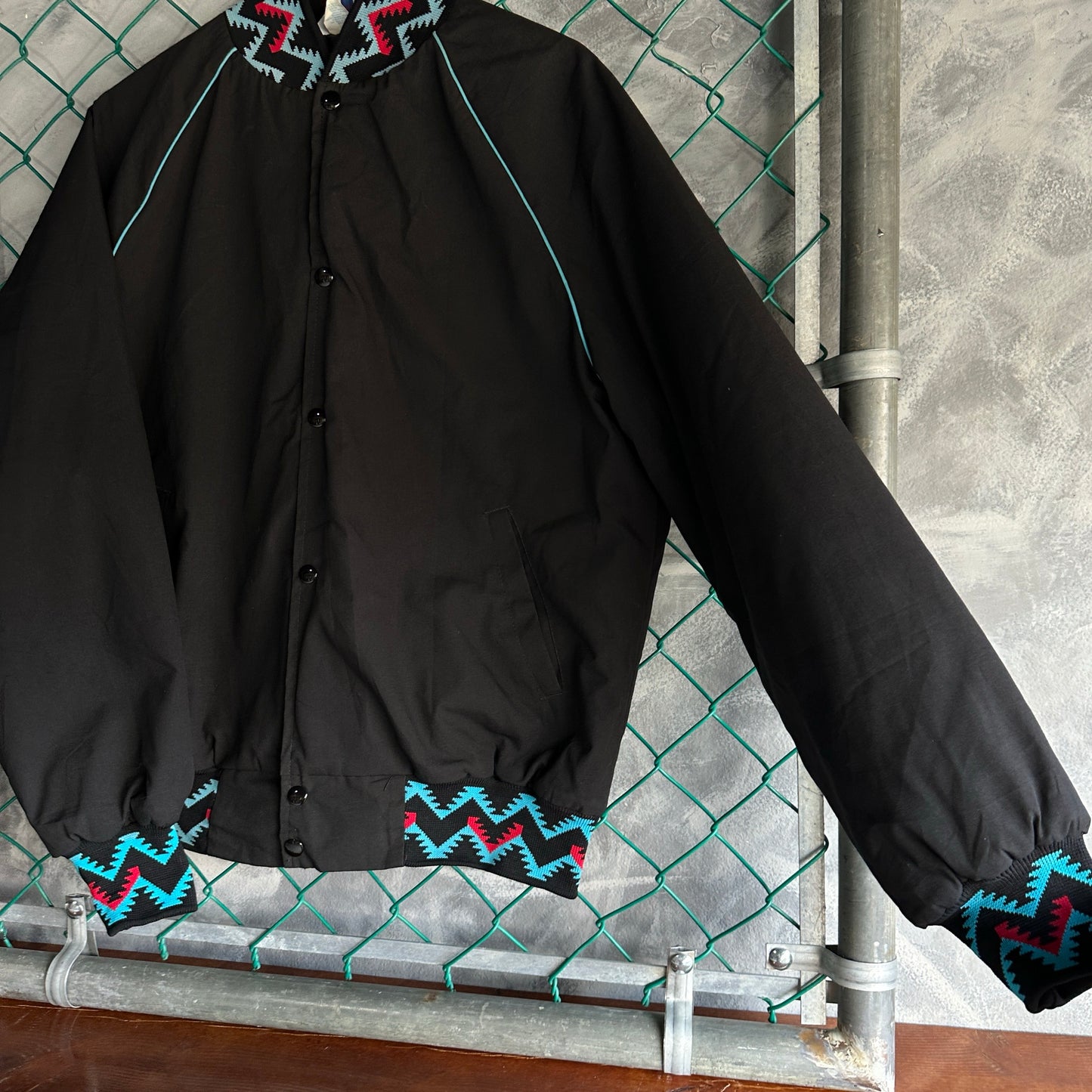 Chamarra Vintage West Ark De Hombre Talla L Color Negra Patron Azteca Estilo Vaquera Baile