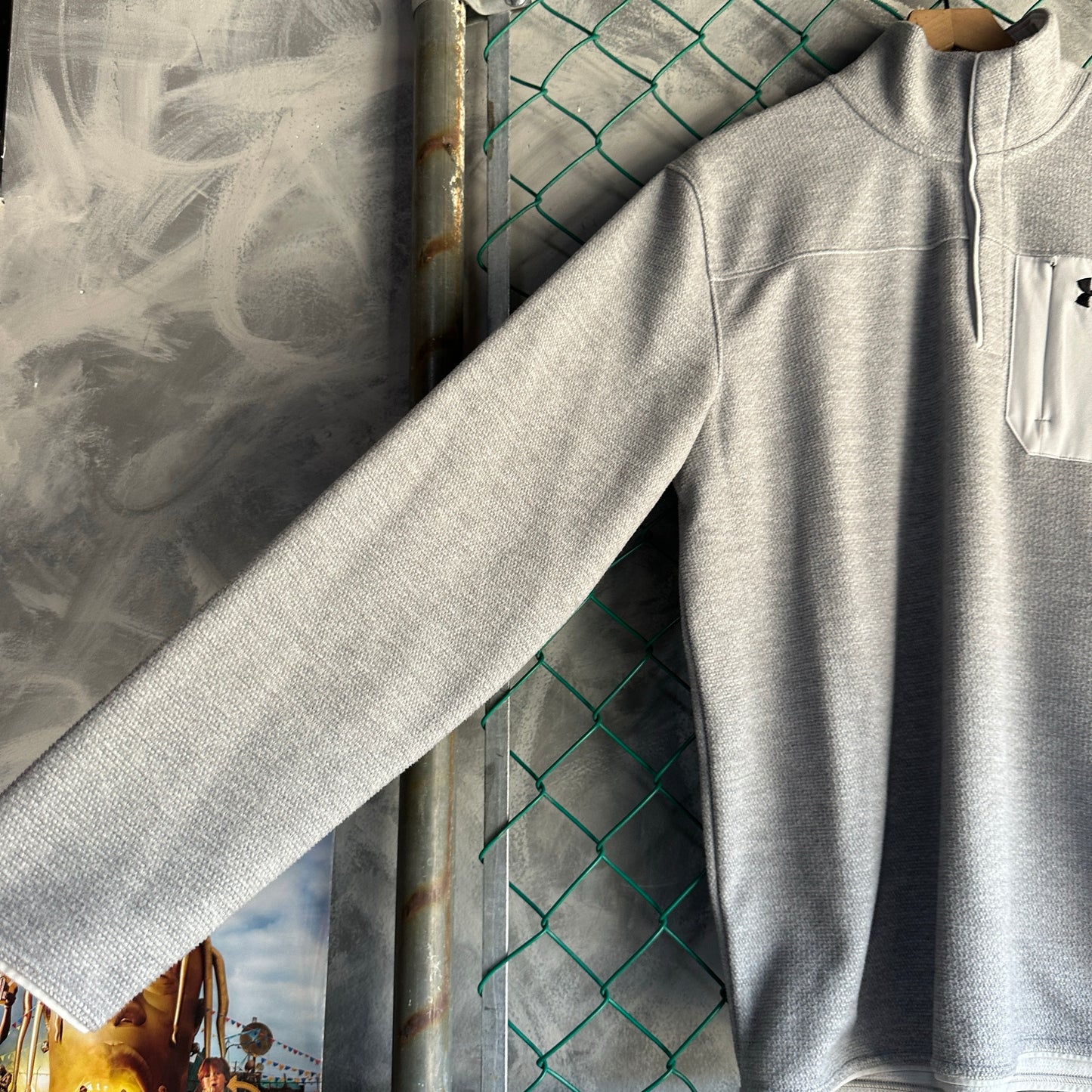Suéter Under Armour De Hombre Talla L Color Gris 1/4 Termico Sin Gorro