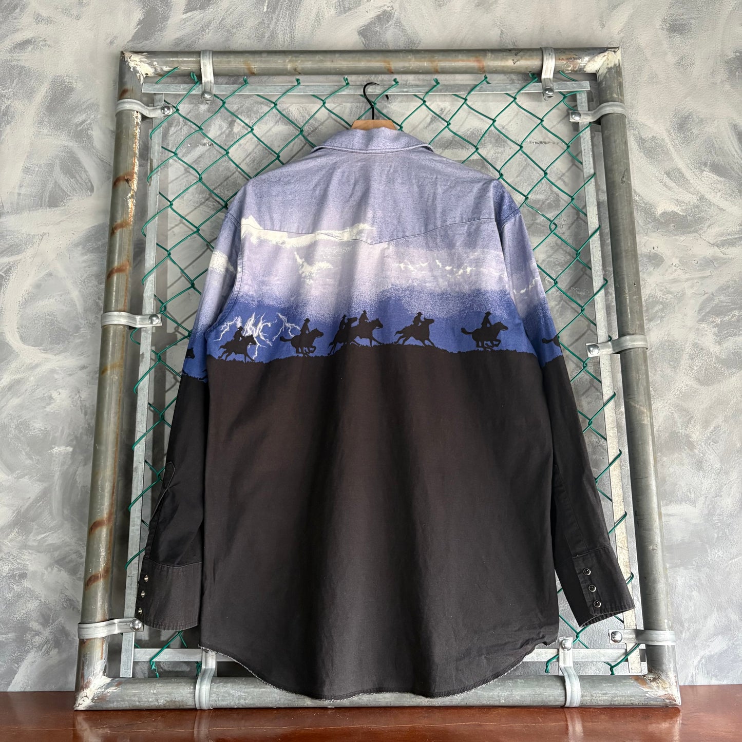 Camisa De Botones Wrangler Para Hombre Talla L Color Negro con Azul Western Shirts