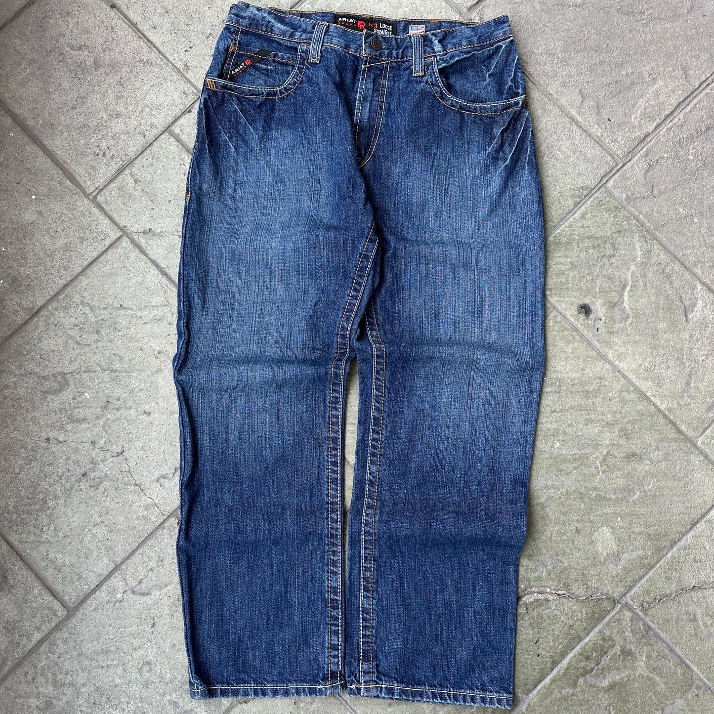 Pantalon Ariat De Hombre Talla 34x30 Color Azul Corte Recto Resistente Al Fuego Vaquero