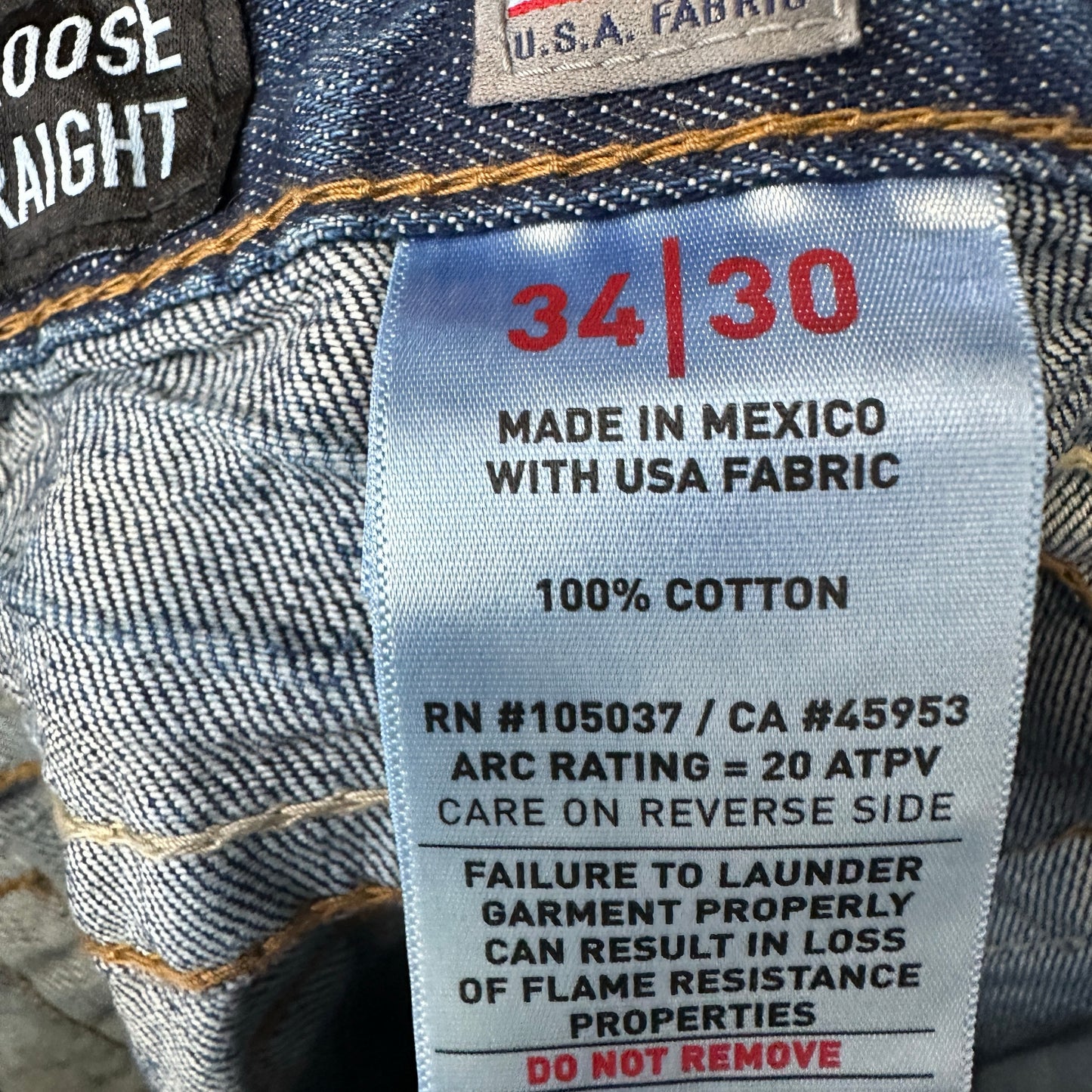Pantalon Ariat De Hombre Talla 34x30 Color Azul Corte Recto Resistente Al Fuego Vaquero