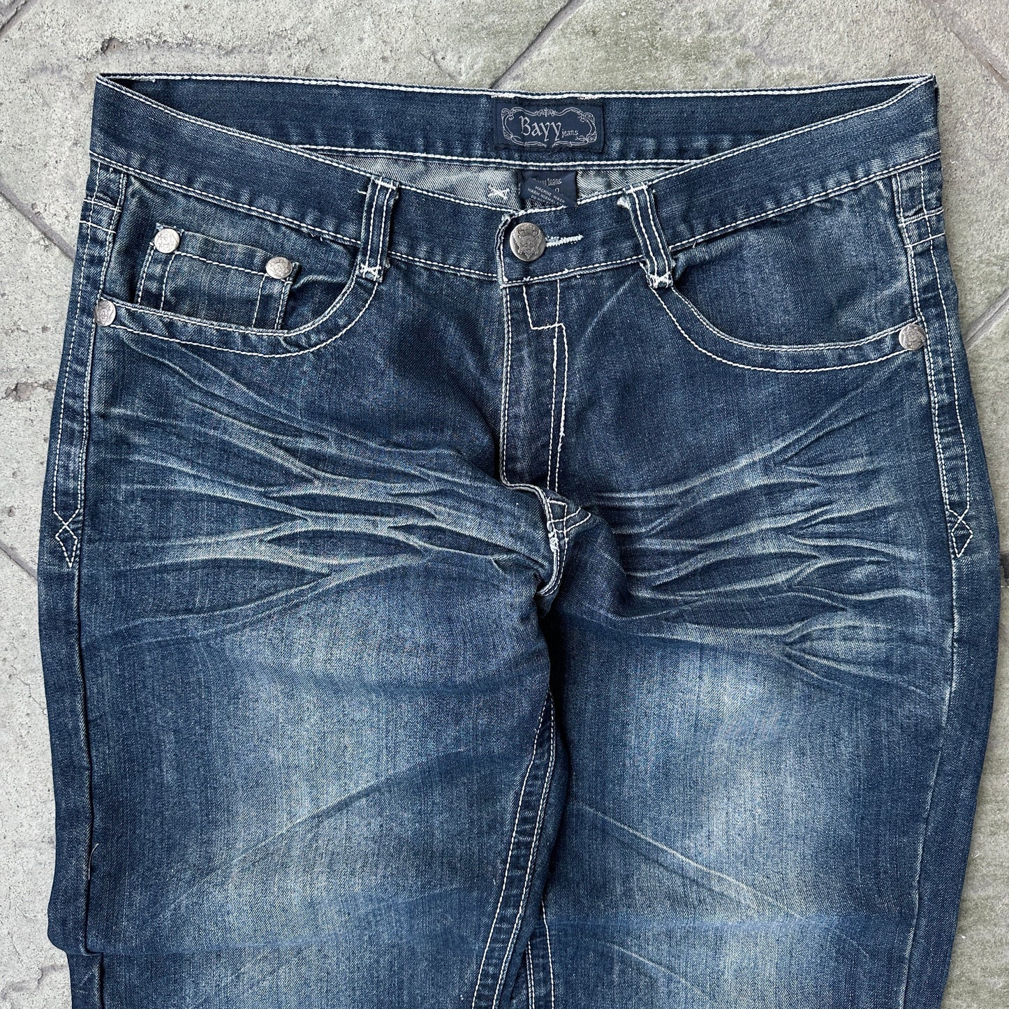 Pantalones Bayy De Hombre Talla 38x30 Color Azul Y2K Desvanecido