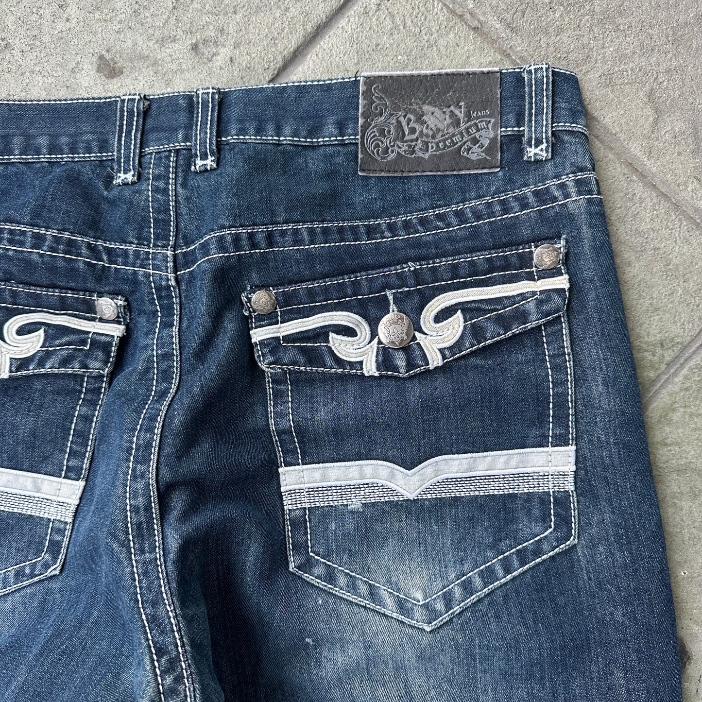 Pantalones Bayy De Hombre Talla 38x30 Color Azul Y2K Desvanecido