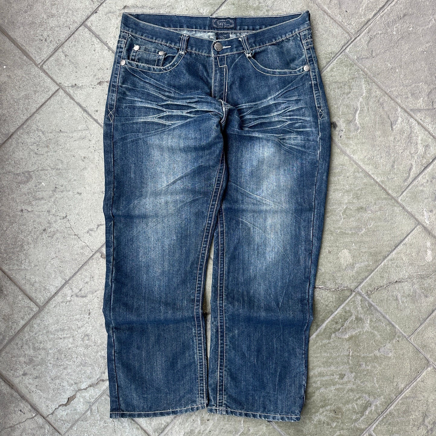 Pantalones Bayy De Hombre Talla 38x30 Color Azul Y2K Desvanecido