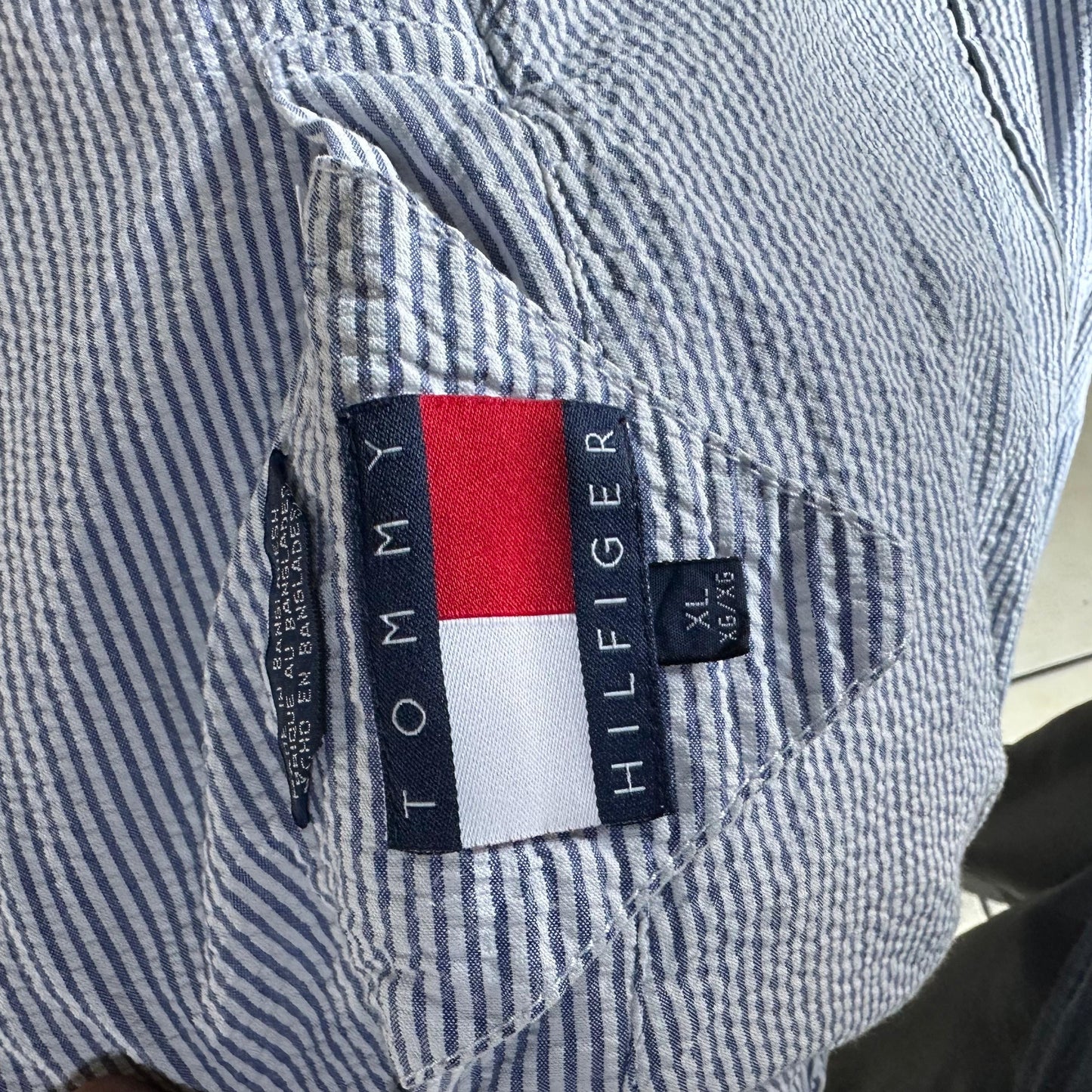 Chamarra Vintage Tommy Hilfiger De Hombre Talla XL Reversible Cuadros y Rayas Color Verde Blanco