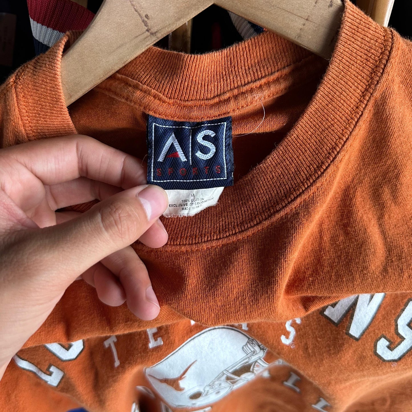 Camiseta Vintage Texas Longhorns Hombre Talla M Naranja Colegial Fútbol Americano