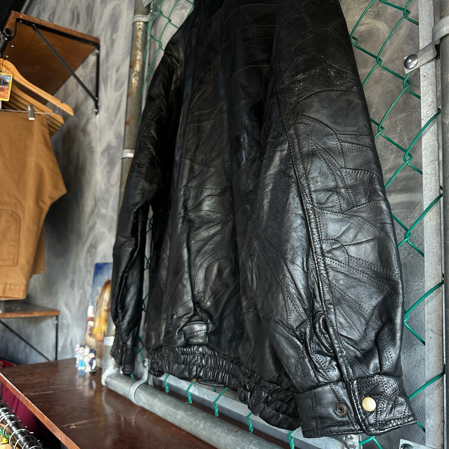 Chamarra De Piel De Cordero Vintage De Hombre Talla XL Mosaico Italiano Cuero