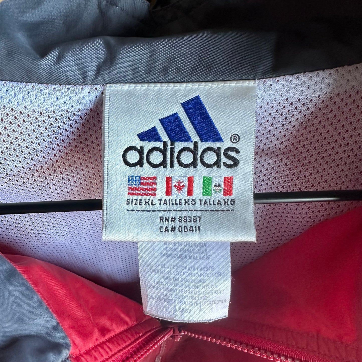 Chamarra Vintage Adidas De Hombre Talla XL Color Rojo Rompevientos 90s