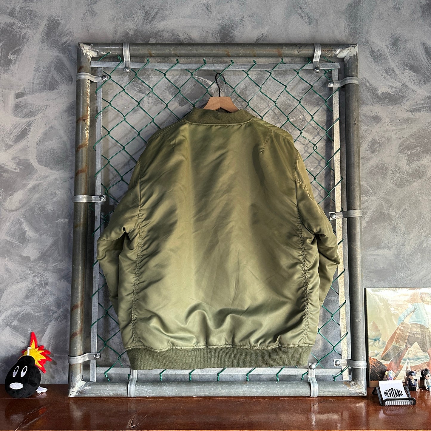 Chamarra Vintage Bomber De Hombre Talla S Queda a L Color Verde Naranaja Doble Vista Aviador