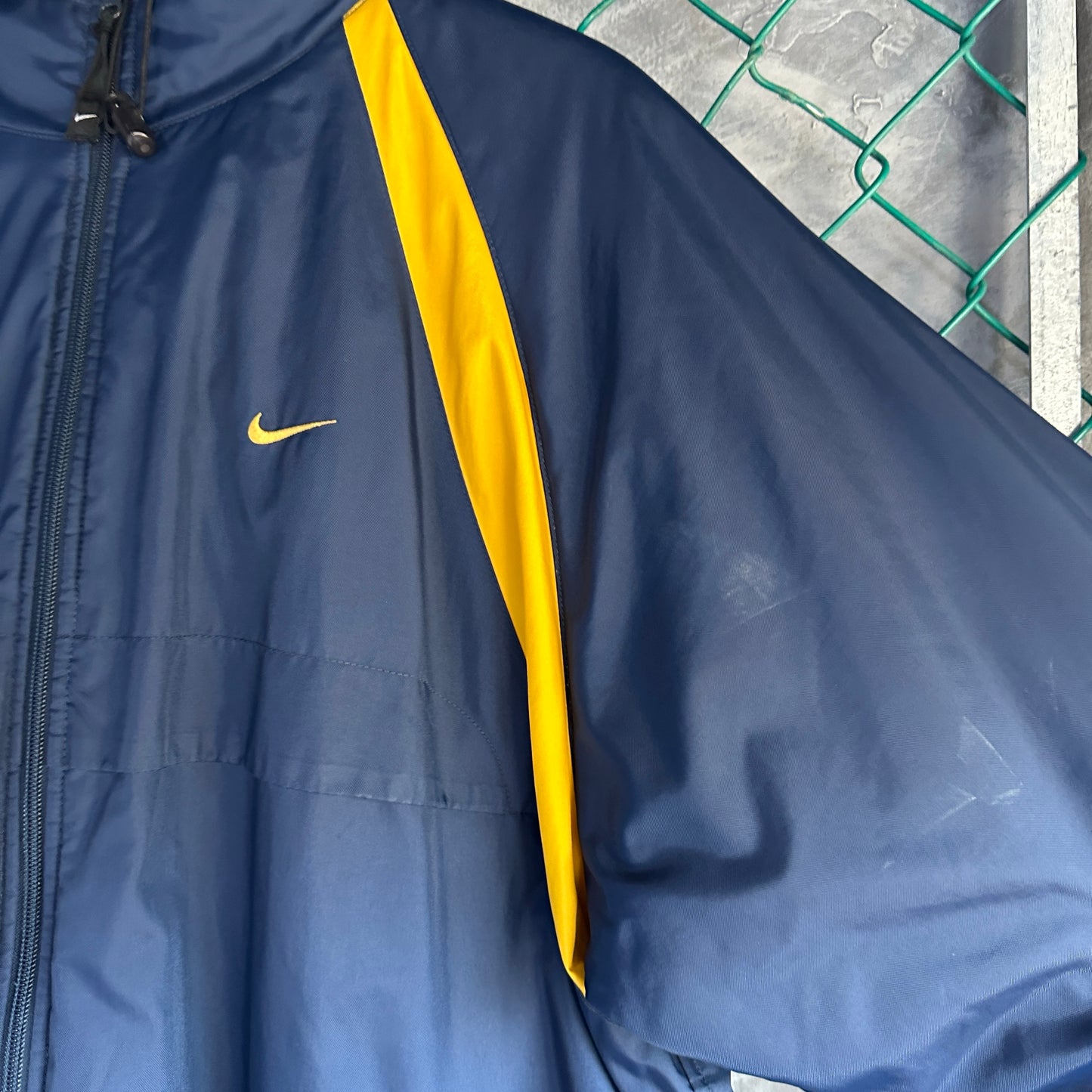 Chamarra Doble vista Vintage Nike De Hombre Talla L Color Azul Amarillo Polar 2000s