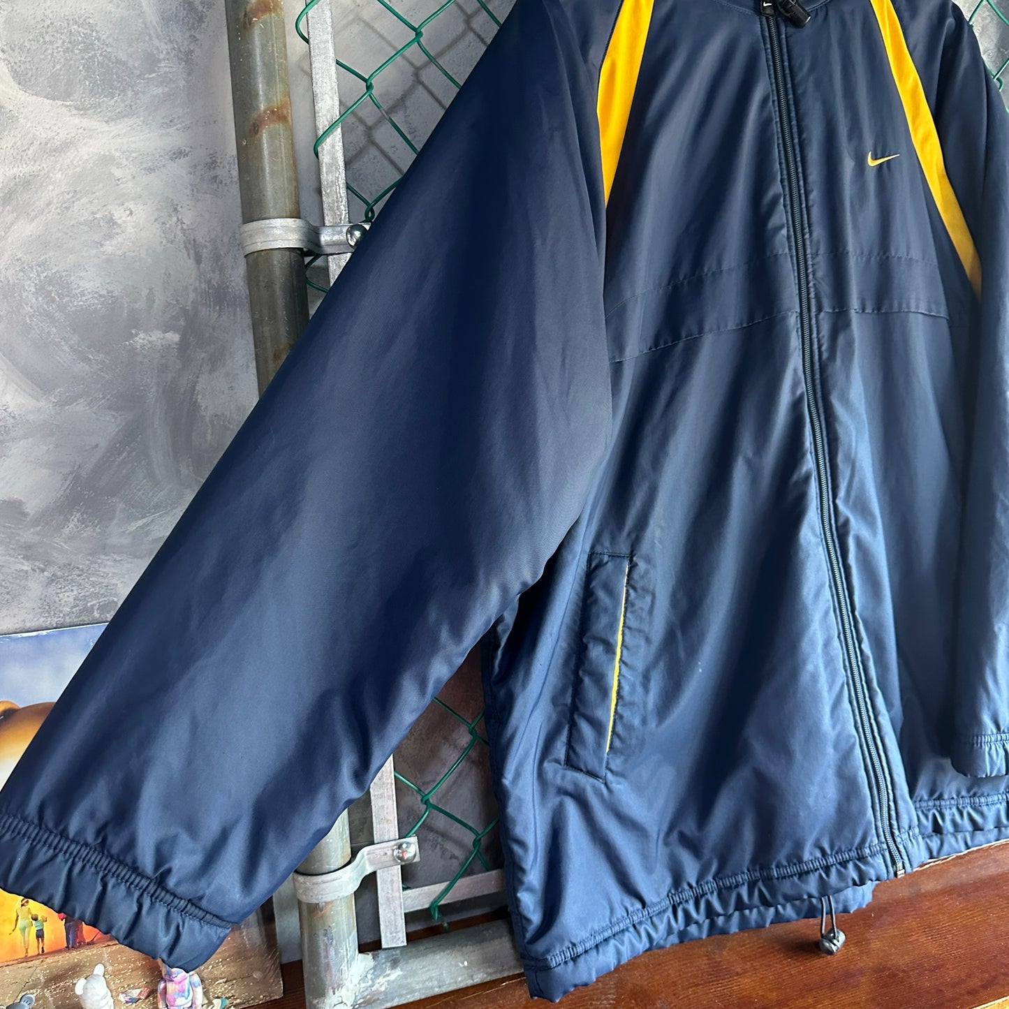 Chamarra Doble vista Vintage Nike De Hombre Talla L Color Azul Amarillo Polar 2000s